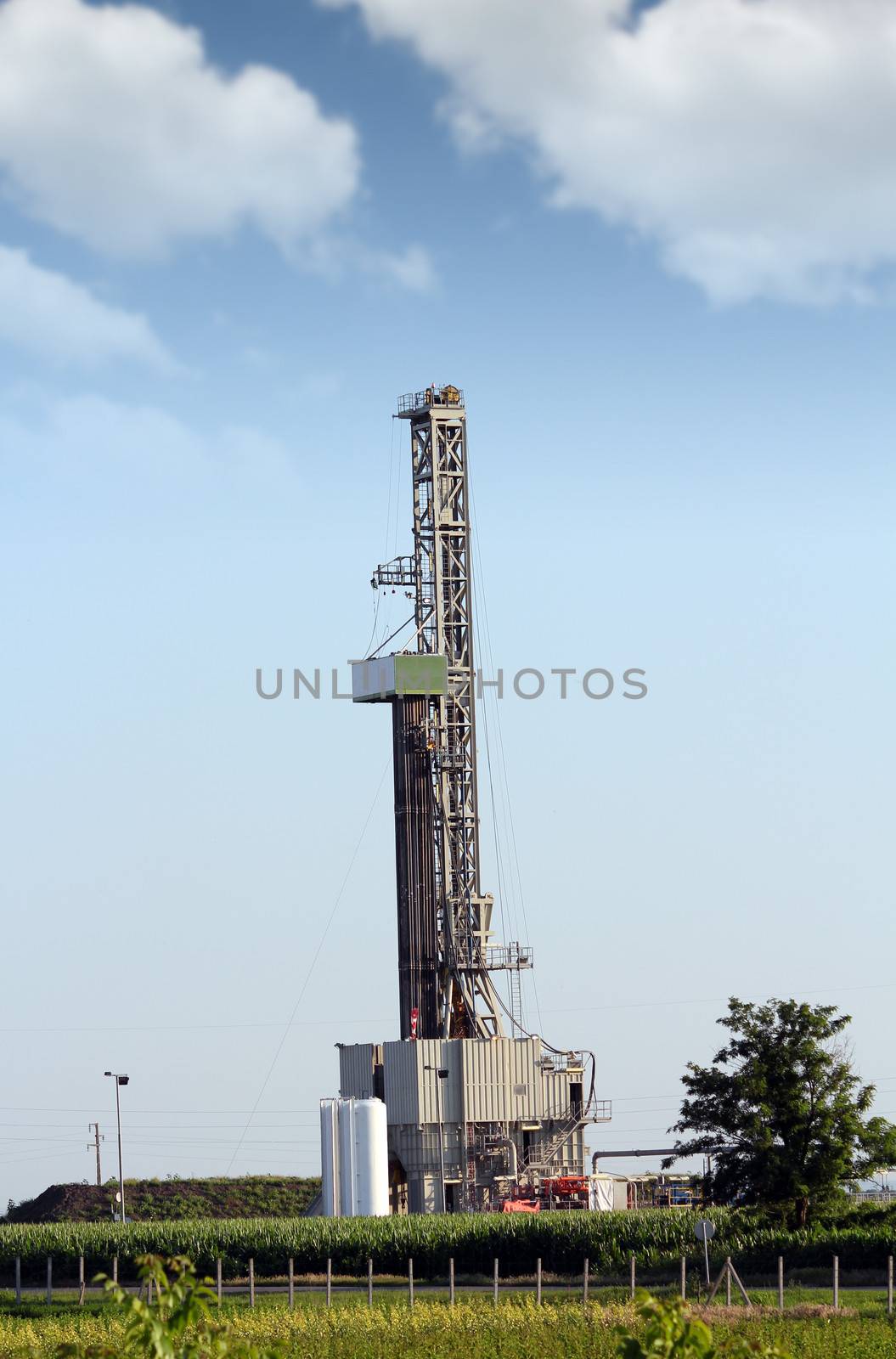 oil drilling rig on field