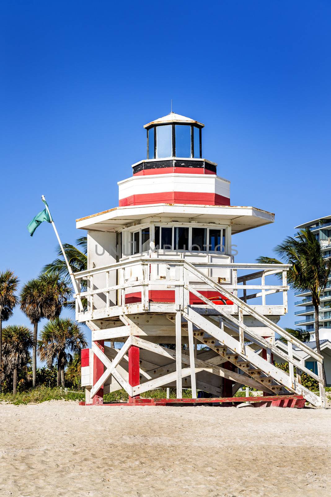 Colorful Lifeguard Tower in South Beach, Miami Beach, Florida, USA 