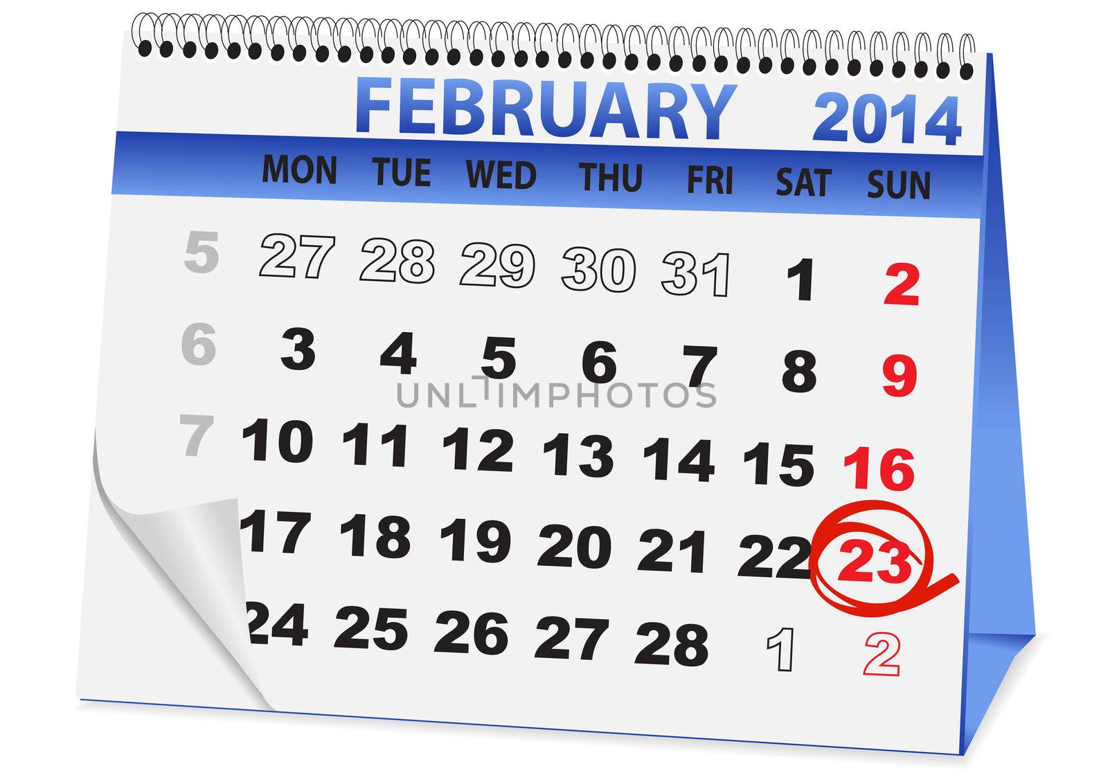 icon in the form of a calendar for 23 February