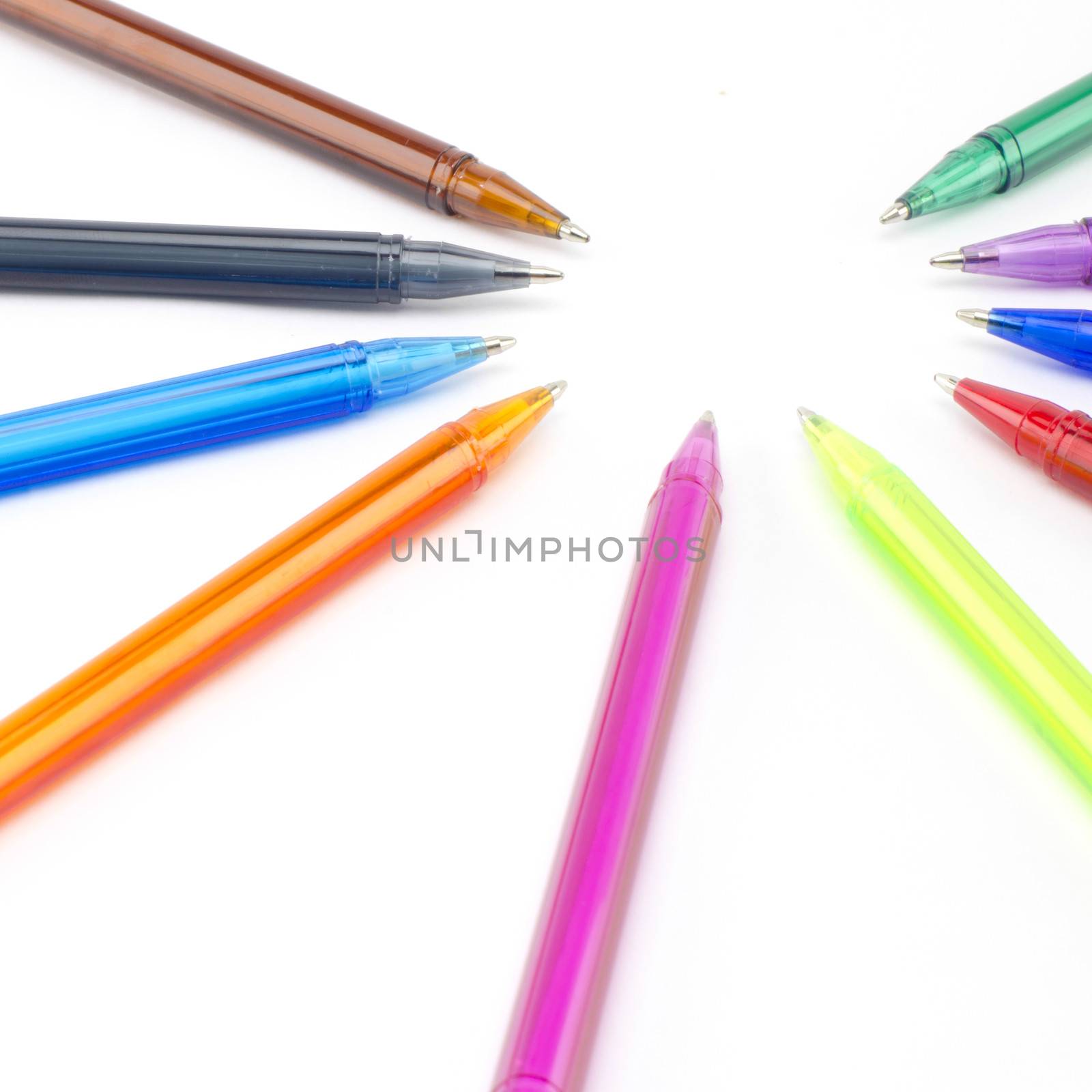 colorful pens isolated on white background