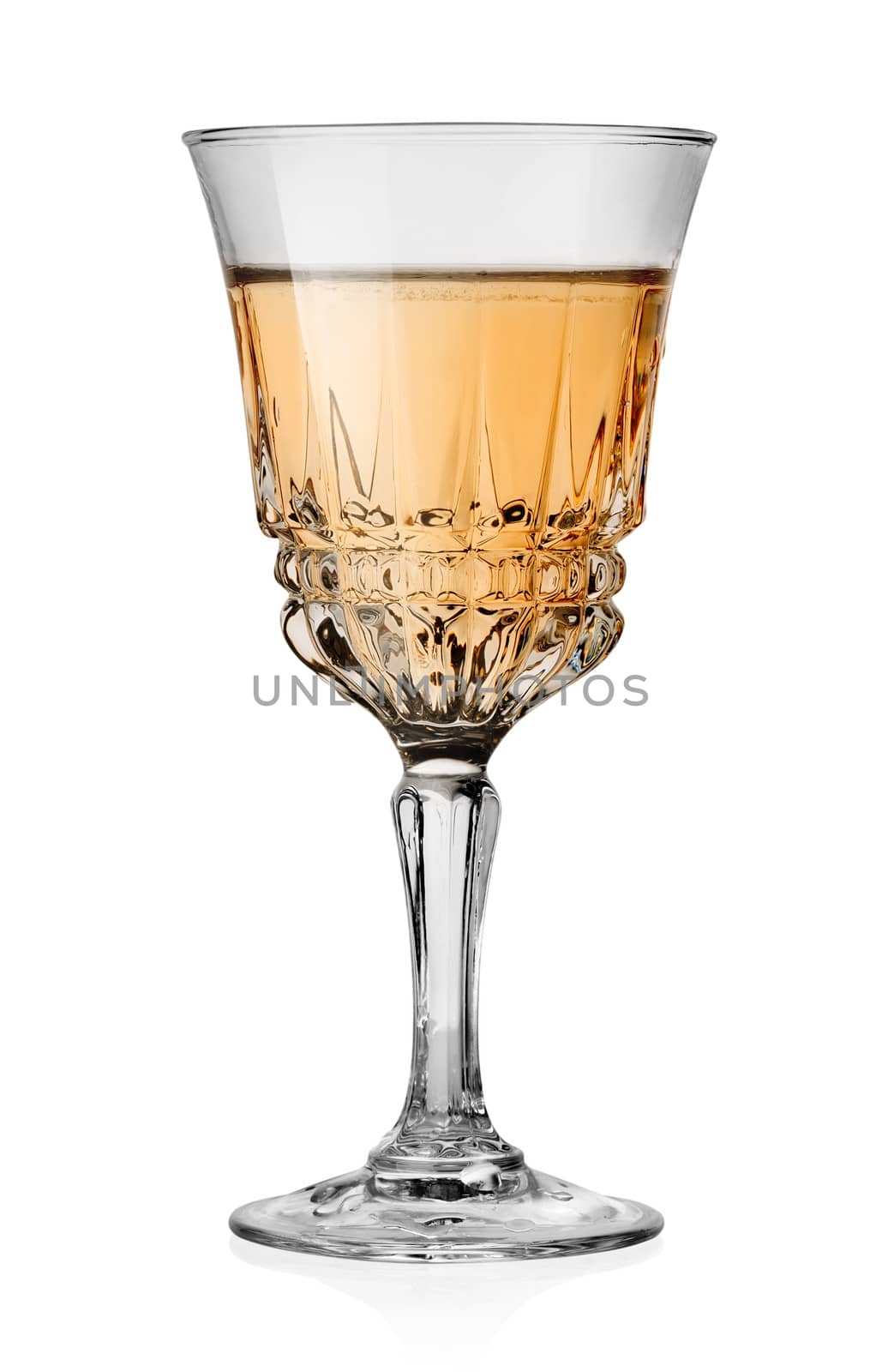 Glass of white wine isolated on white background
