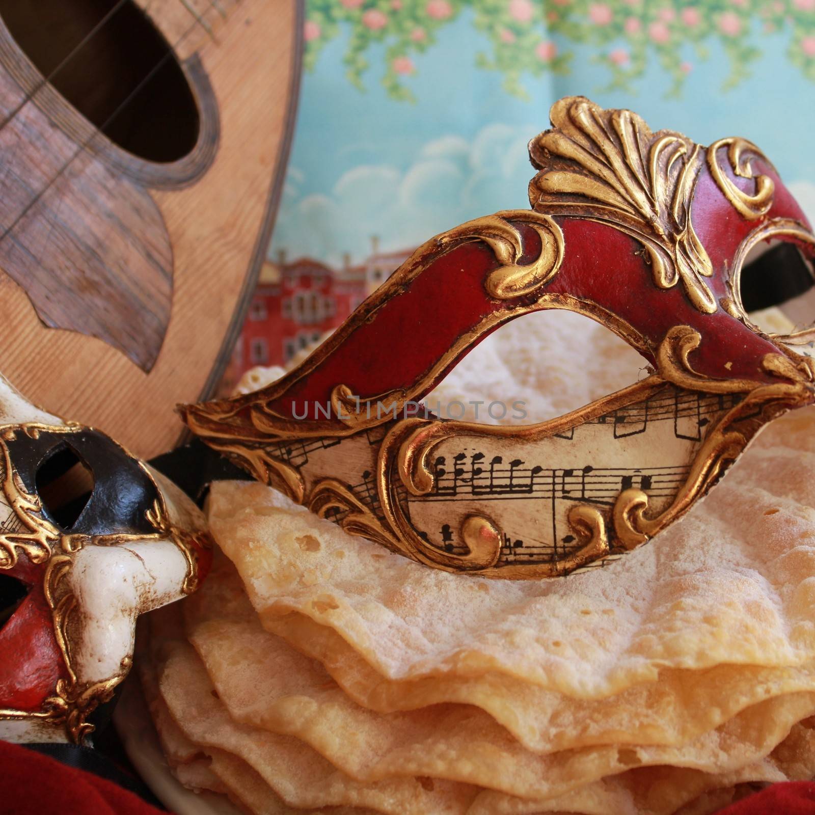 Baroue mask and a mandolin