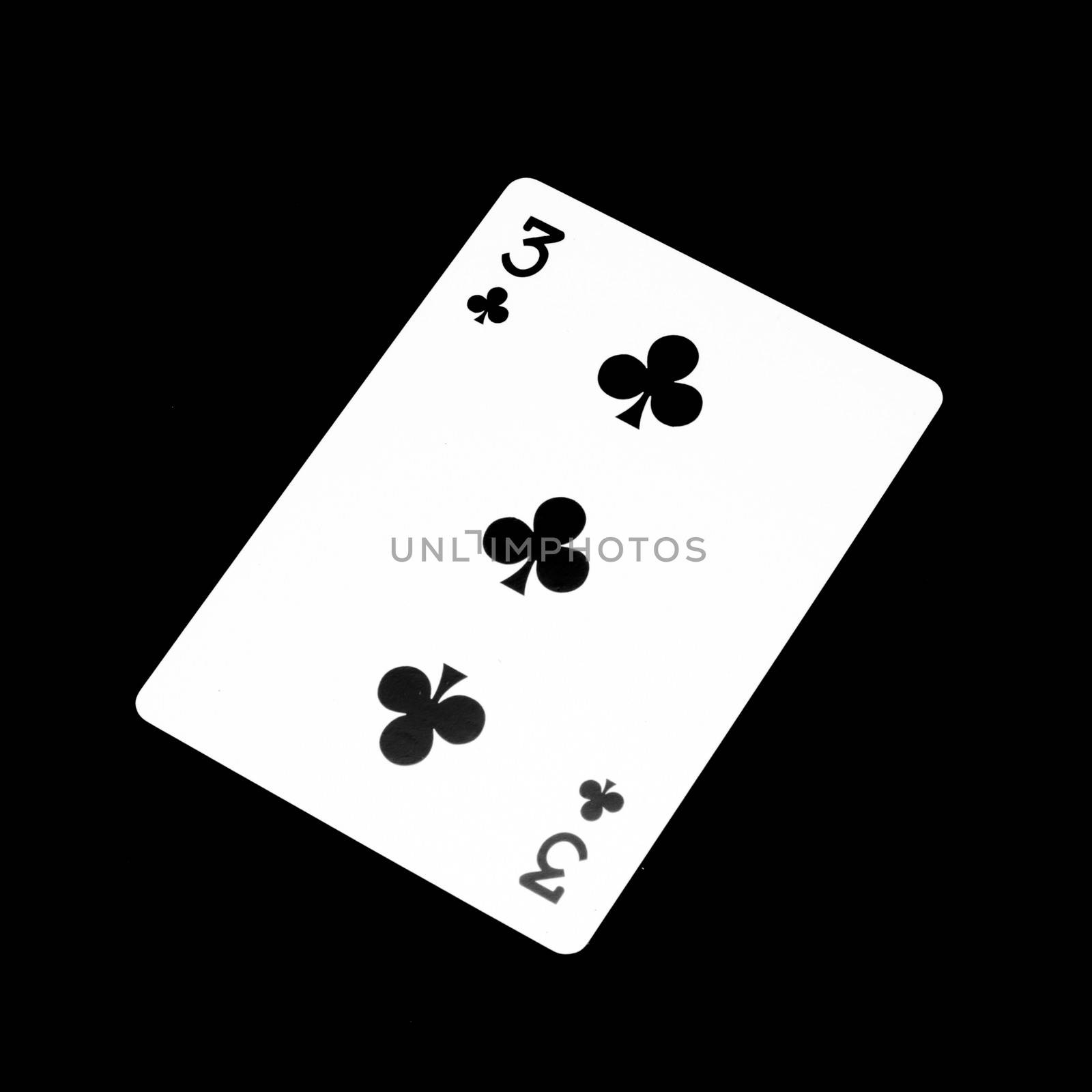 number three clover card isolated on black by ammza12