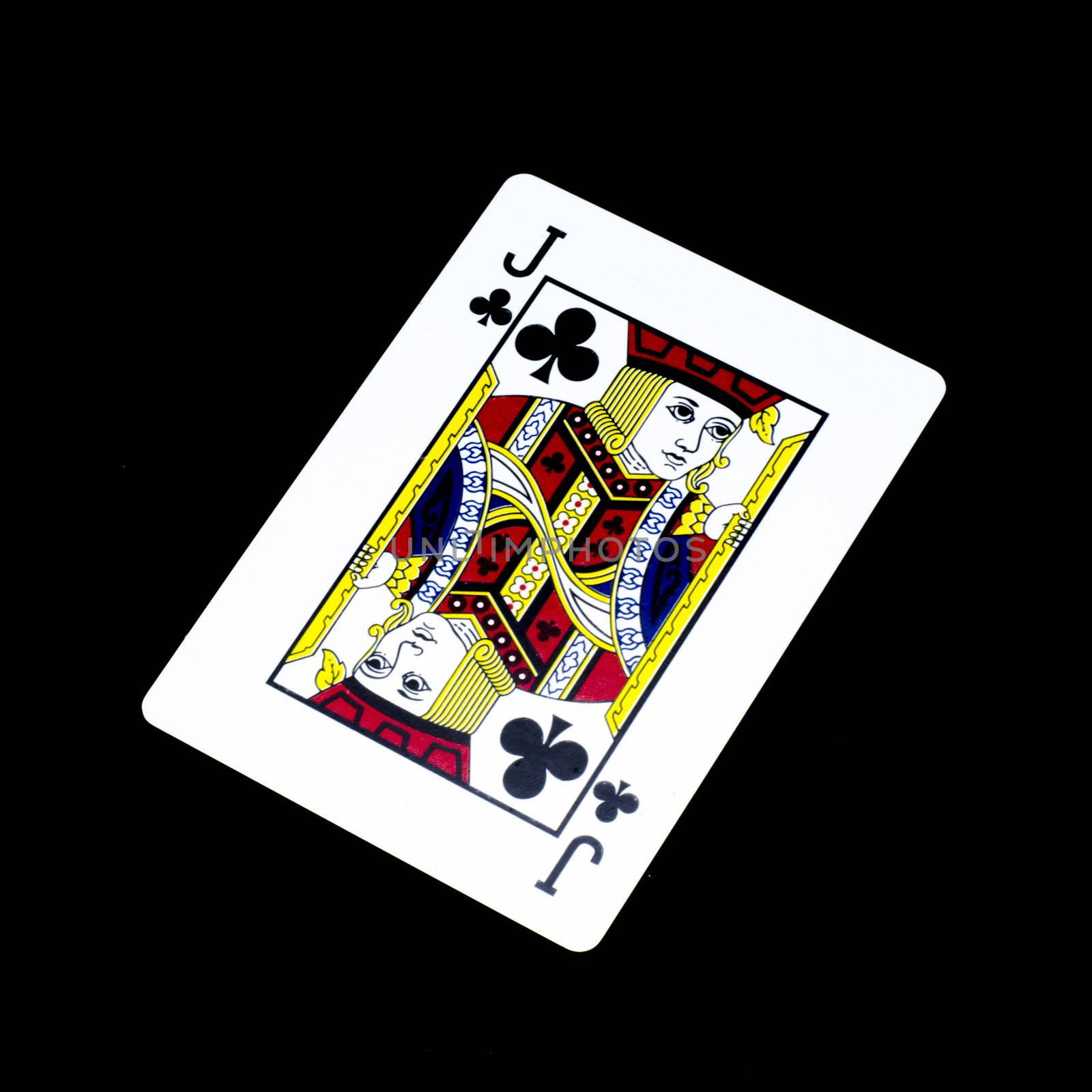 Jack clover card isolated on black by ammza12