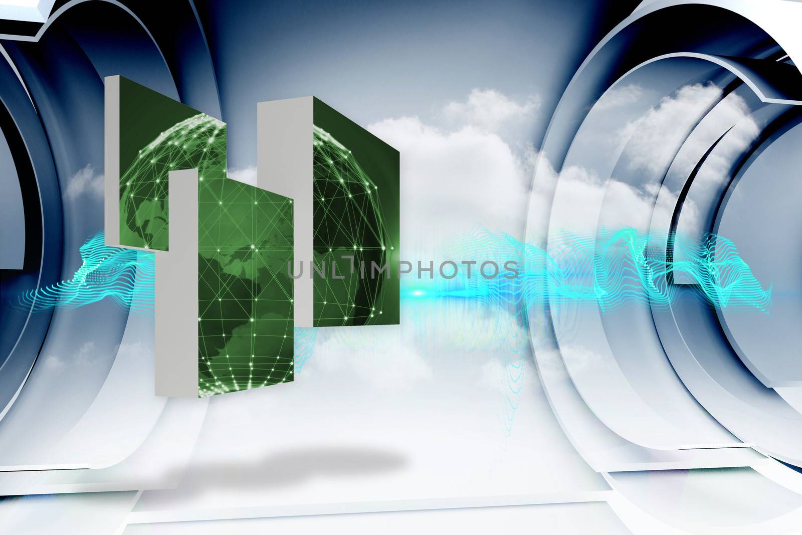 Composite image of green earth on abstract screen by Wavebreakmedia