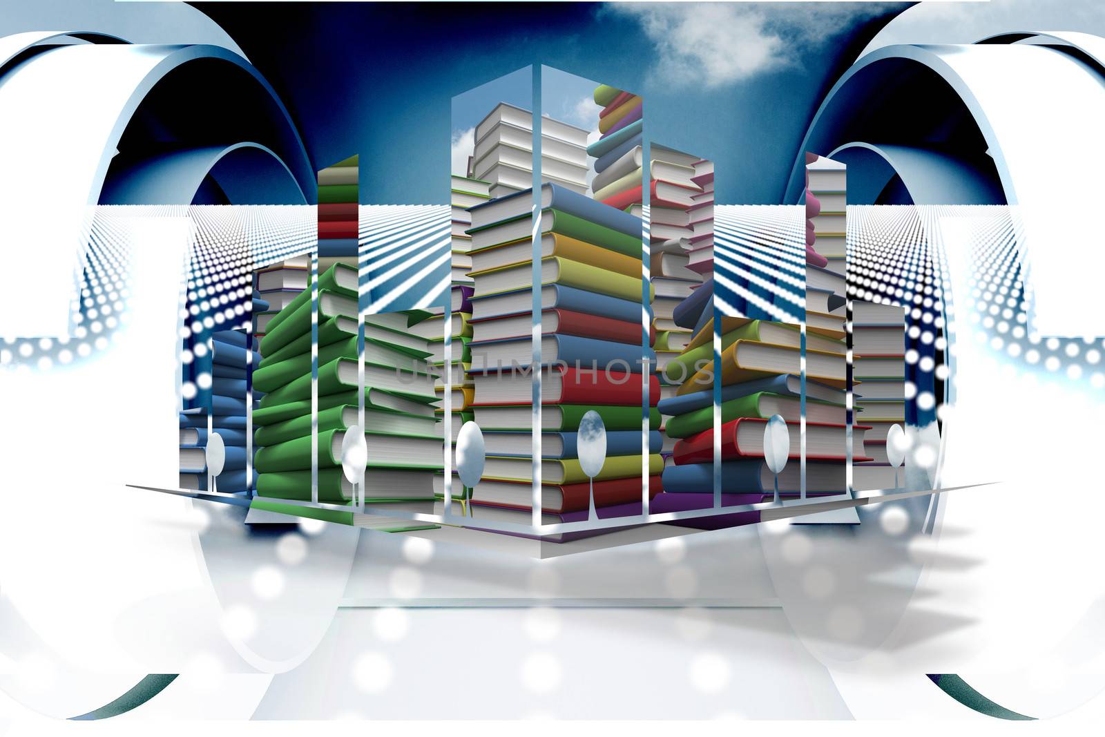 Composite image of piles of books on abstract screen  by Wavebreakmedia