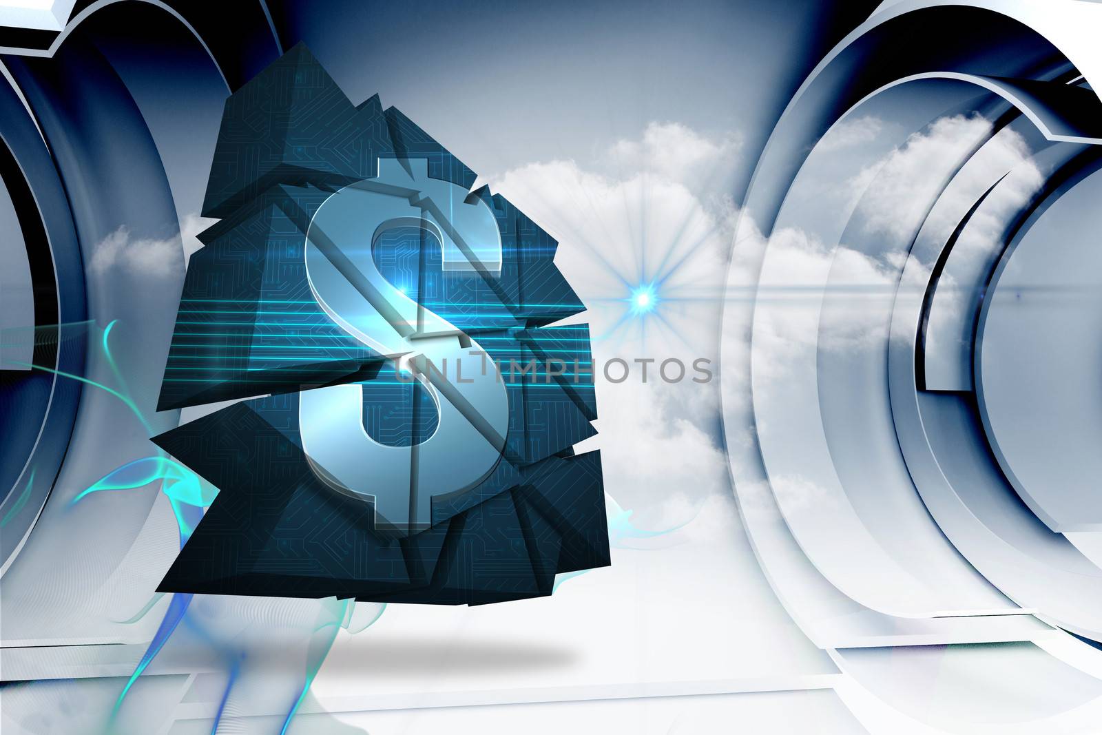 Composite image of dollar sign on abstract screen  by Wavebreakmedia