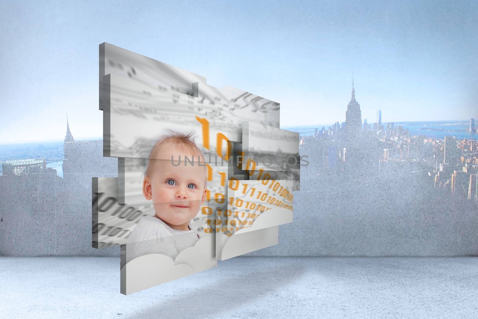 Composite image of genius baby on abstract screen by Wavebreakmedia