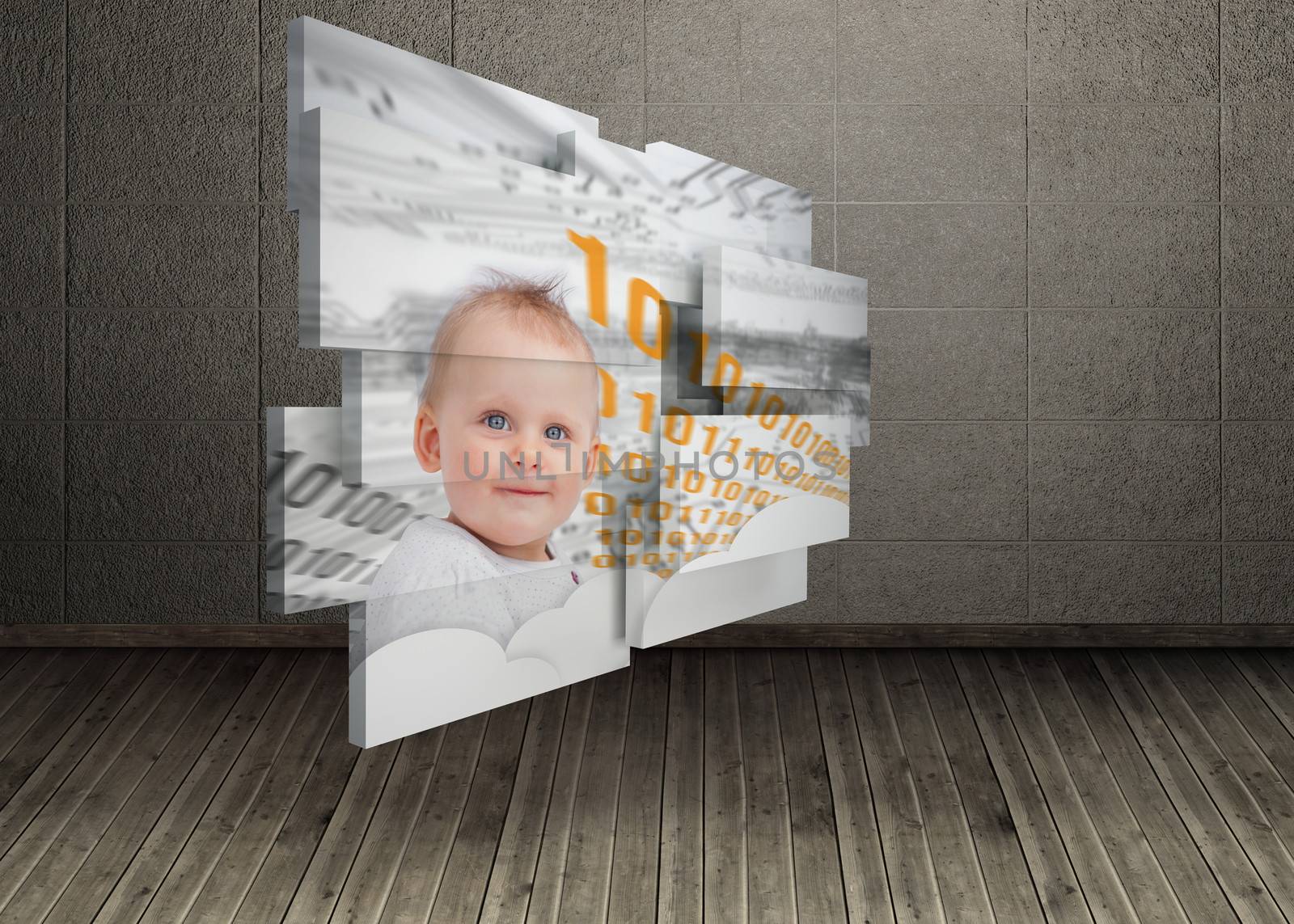 Composite image of genius baby on abstract screen by Wavebreakmedia