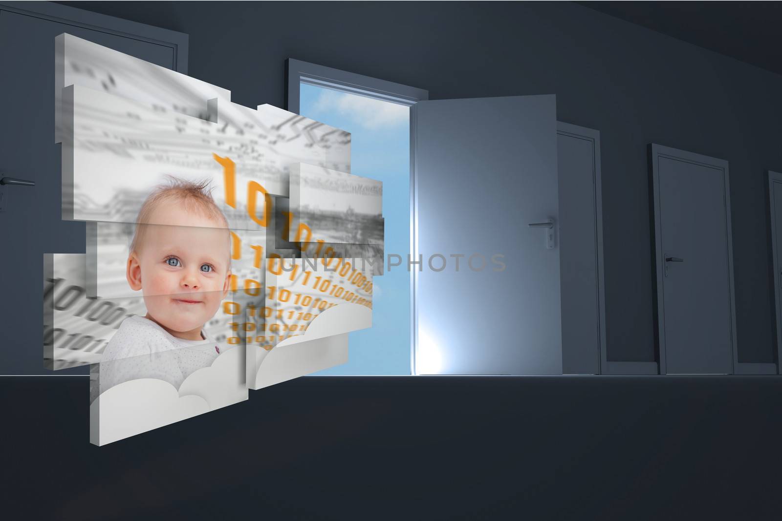 Composite image of genius baby on abstract screen by Wavebreakmedia