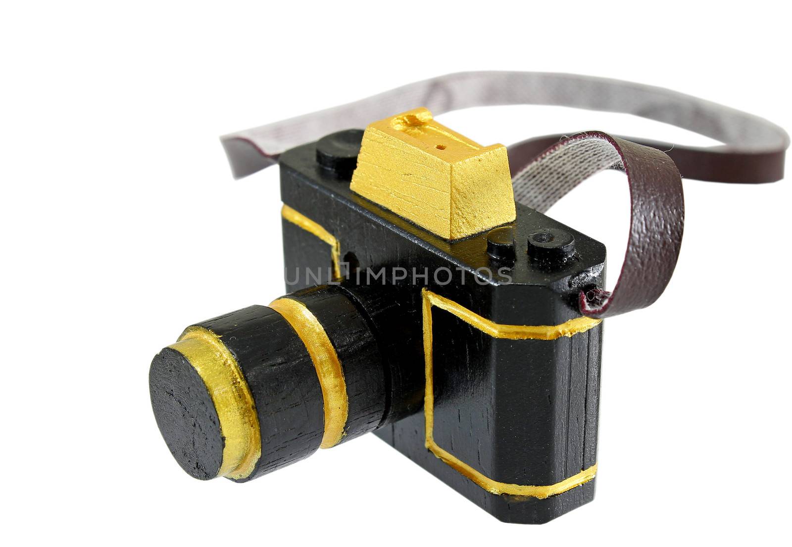 Wooden Camera toy isolate on white background