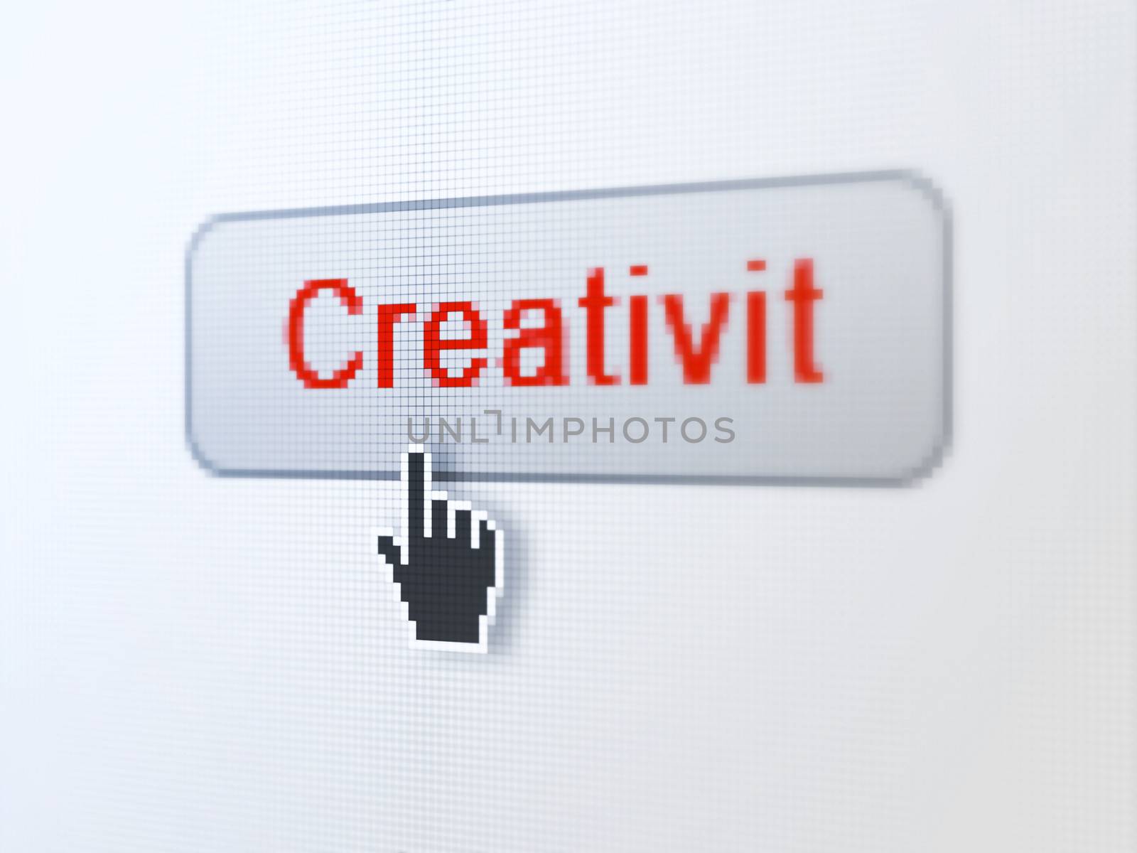 Advertising concept: Creativity on digital button background by maxkabakov