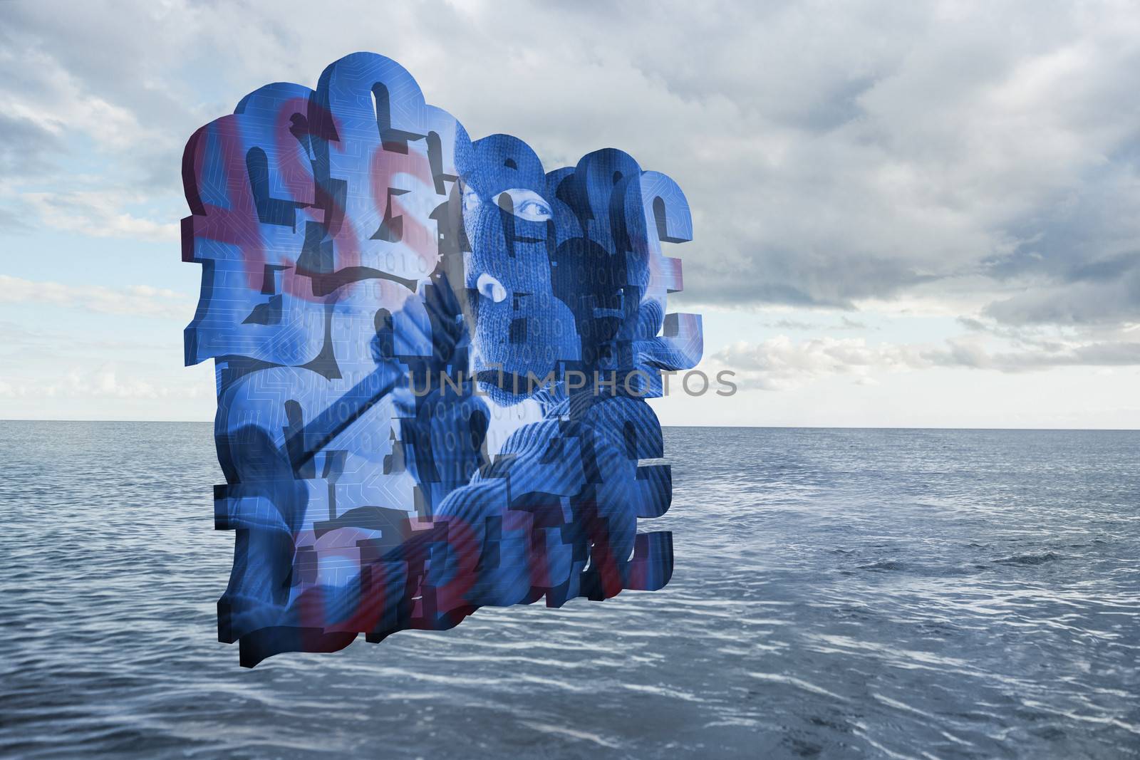 Composite image of burglar on abstract screen by Wavebreakmedia