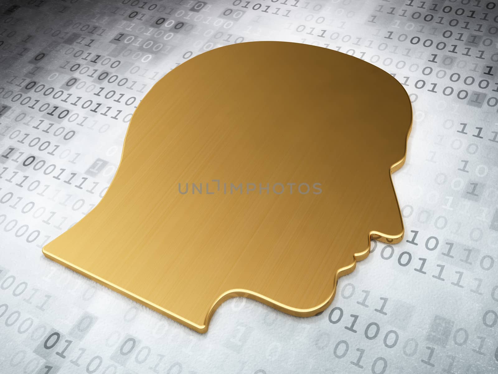 Information concept: Golden Head on digital background by maxkabakov