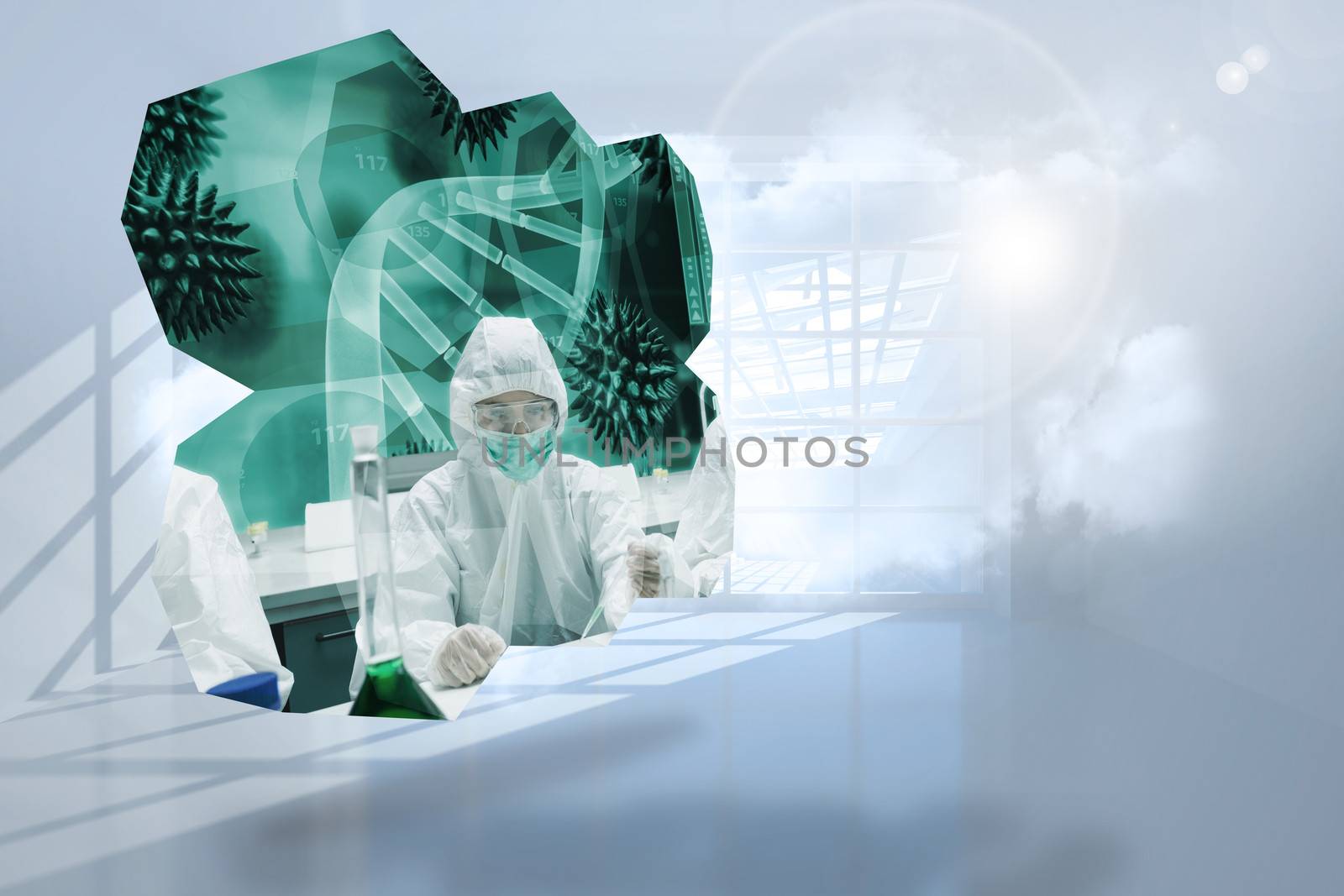 Composite image of scientists on abstract screen by Wavebreakmedia