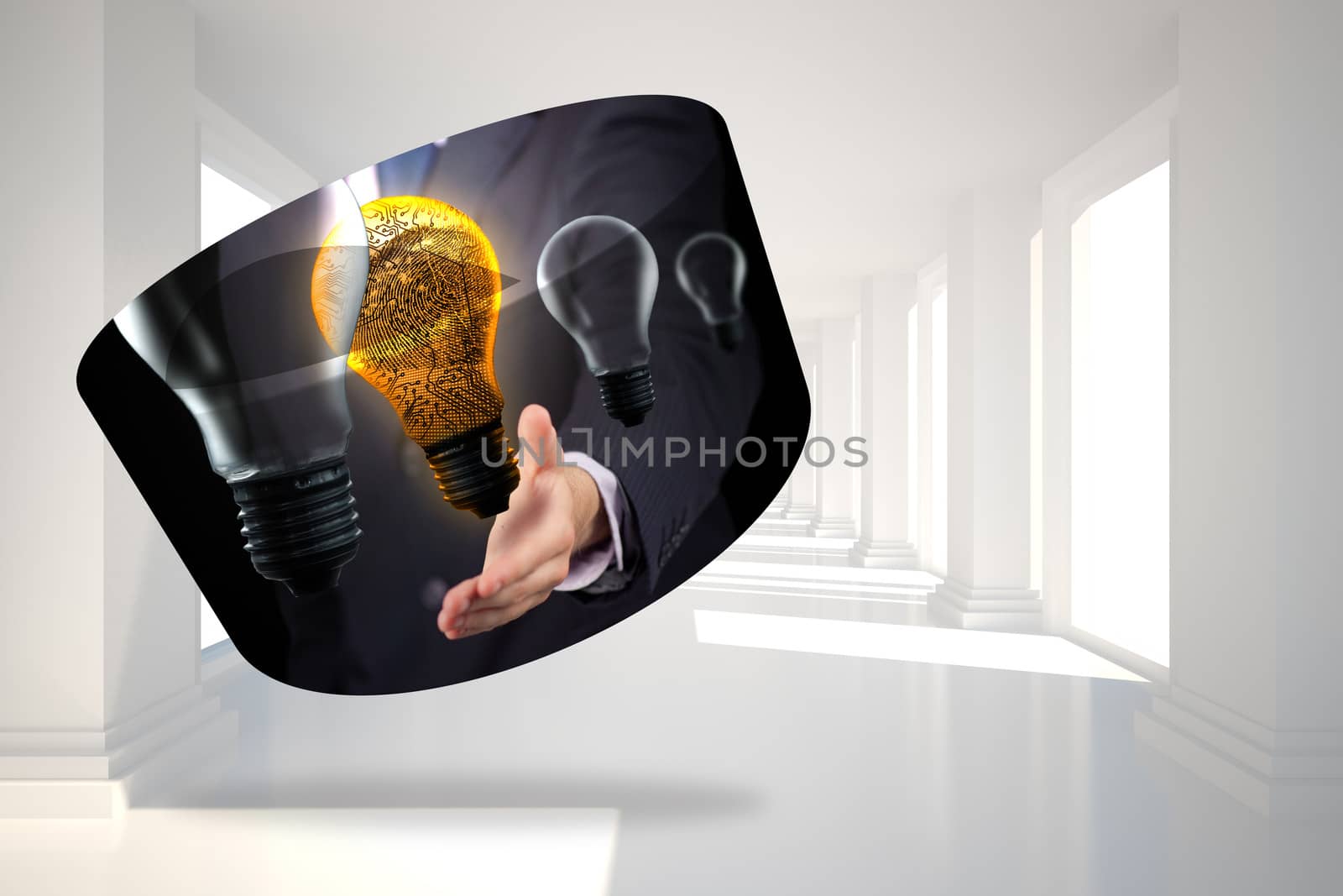 Composite image of light bulb graphic on abstract screen by Wavebreakmedia