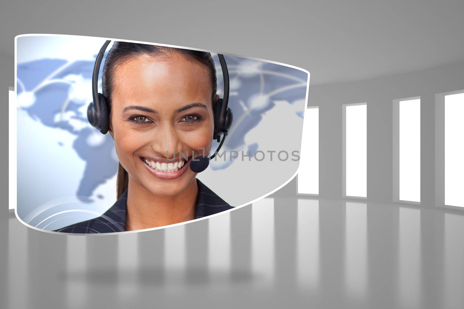 Composite image of call centre agent on abstract screen by Wavebreakmedia