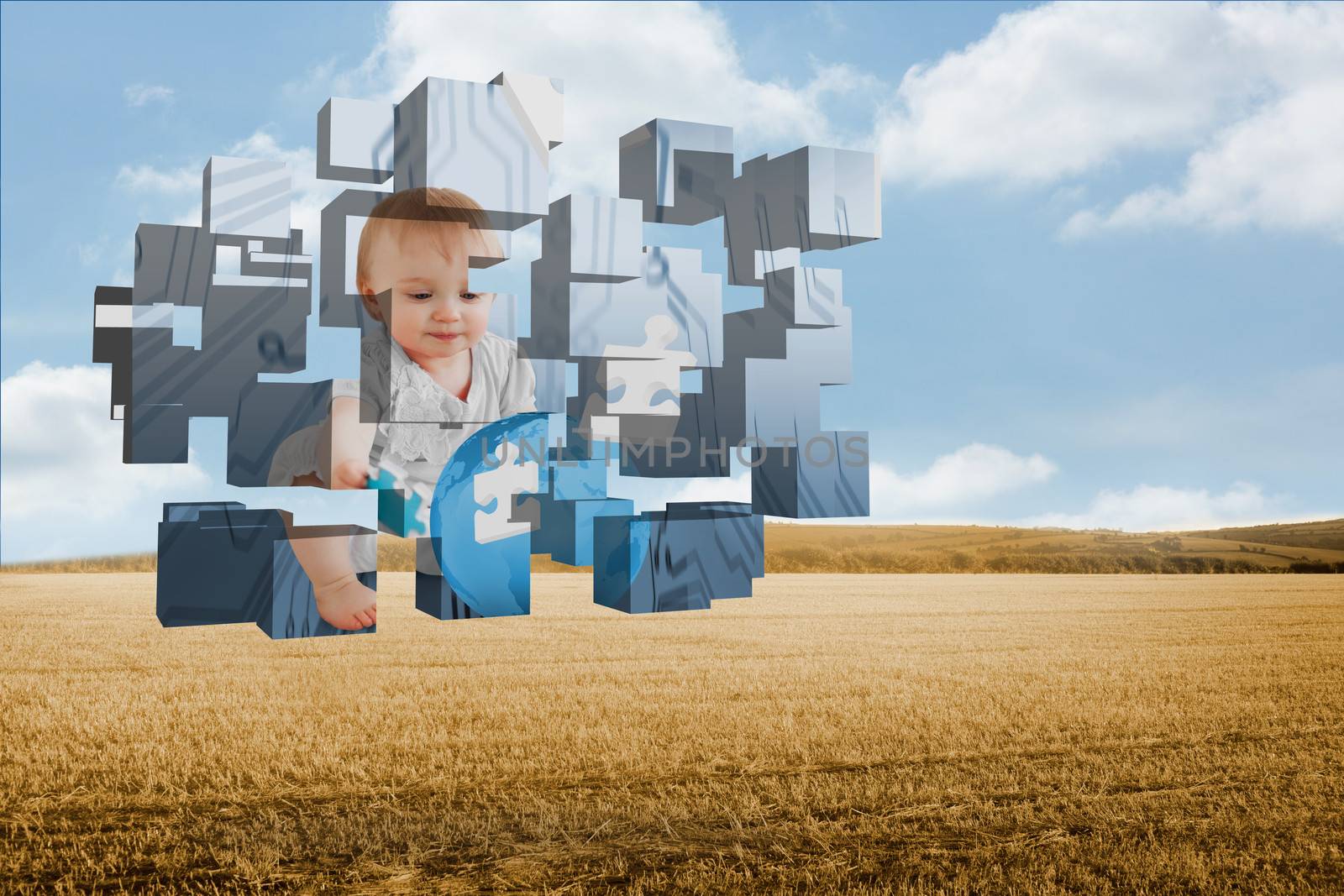 Composite image of baby genius on abstract screen by Wavebreakmedia