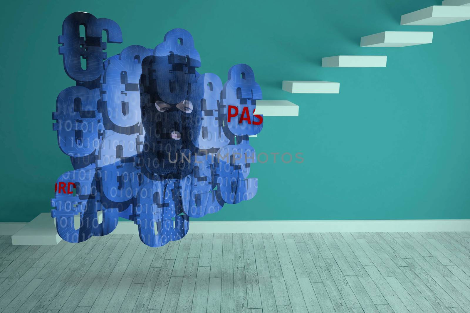 Composite image of burglar on abstract screen by Wavebreakmedia