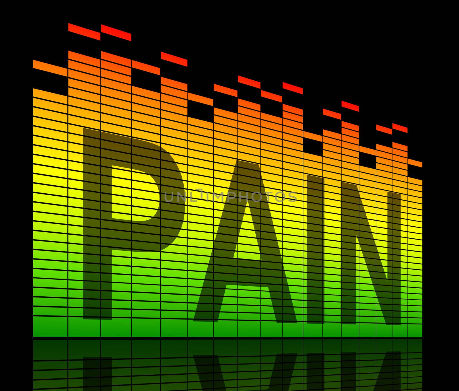 Abstract style illustration depicting graphic equalizer level bars with a pain concept.