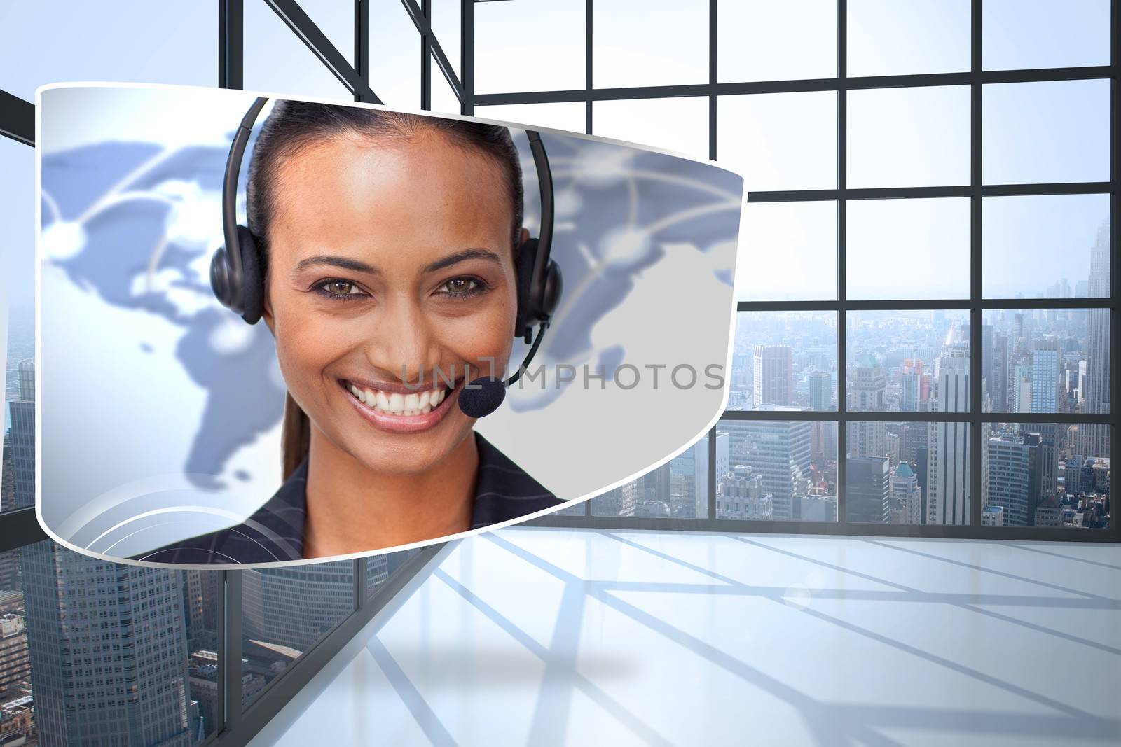 Composite image of call centre agent on abstract screen by Wavebreakmedia