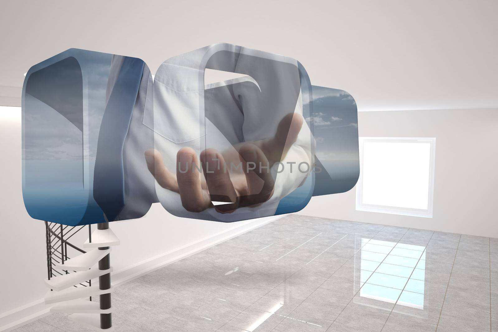 Composite image of businessmans hand on abstract screen by Wavebreakmedia