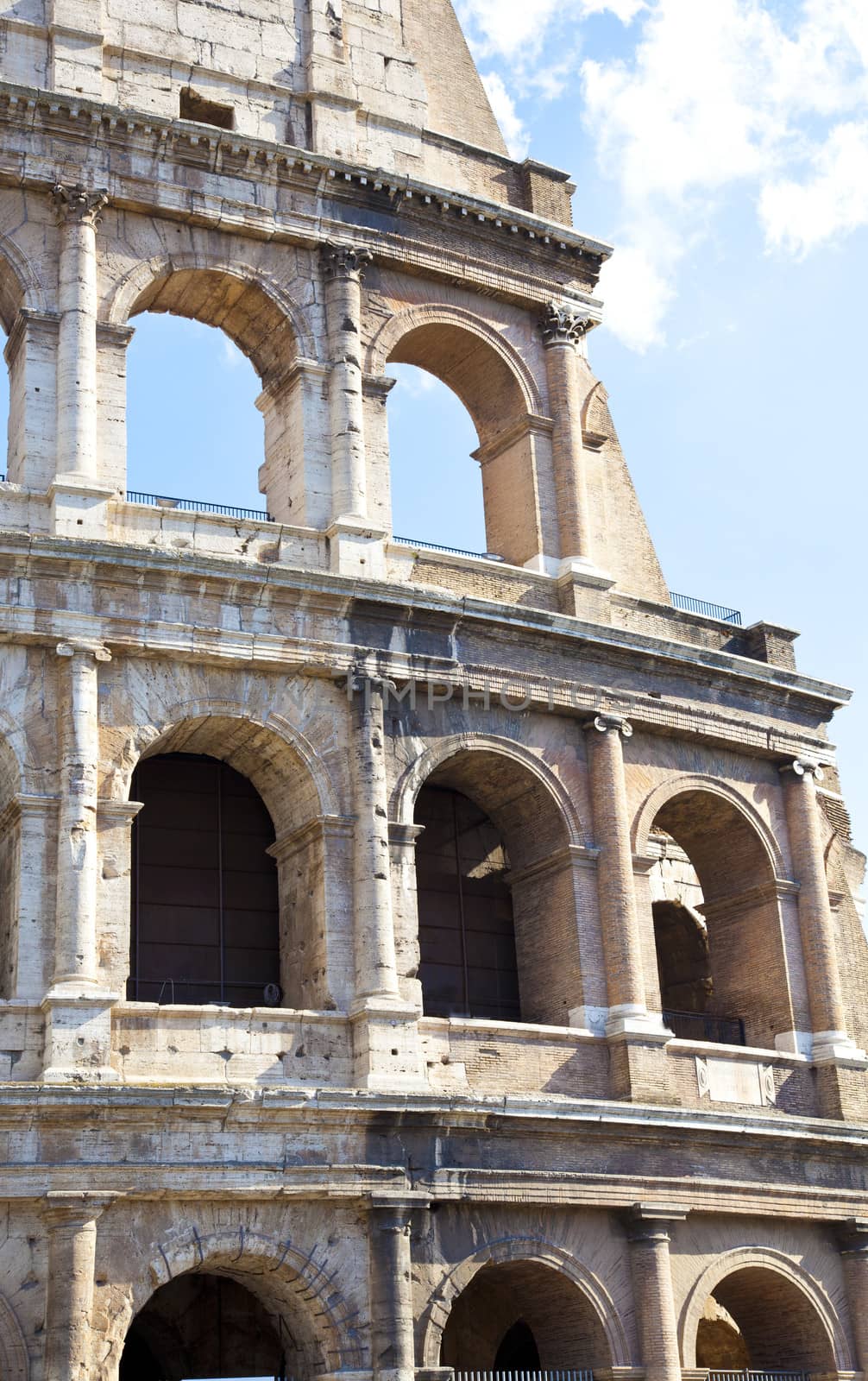 Detail of Colosseum in Rome, Italy