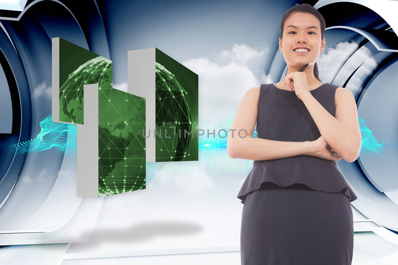 Composite image of thinking asian businesswoman by Wavebreakmedia