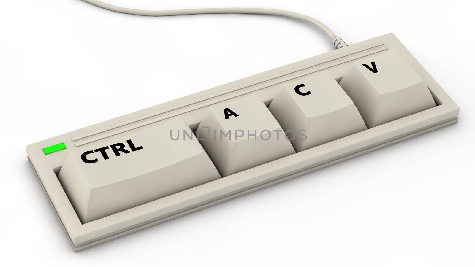 computer keyboard with reduced layout to illustrate copy paste culture and content piracy