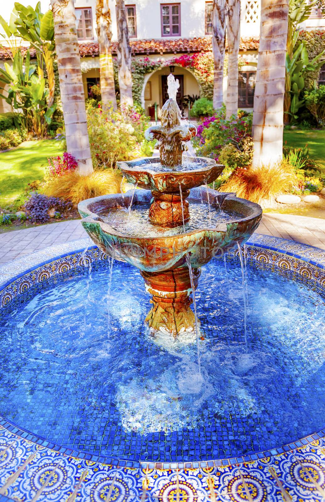 Mexican Tile Fountain Mission San Buenaventura Ventura California by bill_perry