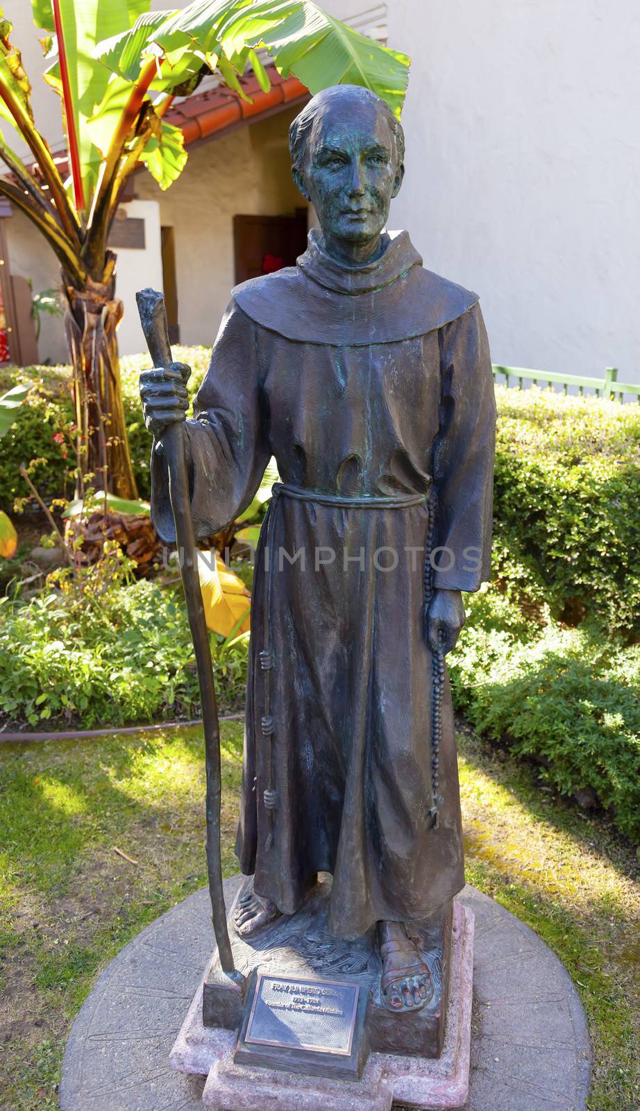 Junipero Serra Statue Mission San Buenaventura Ventura California.  Founded 1782 by  Father Junipero Serra.  Named for Saint Bonaventure