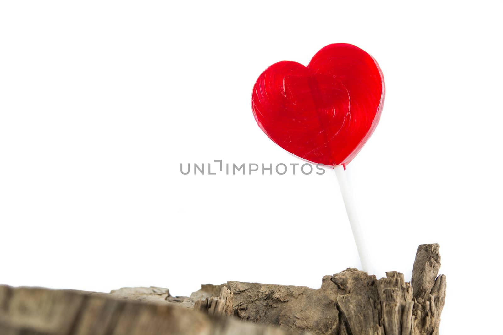 Heart lollipop of Valentines day isolated on white background