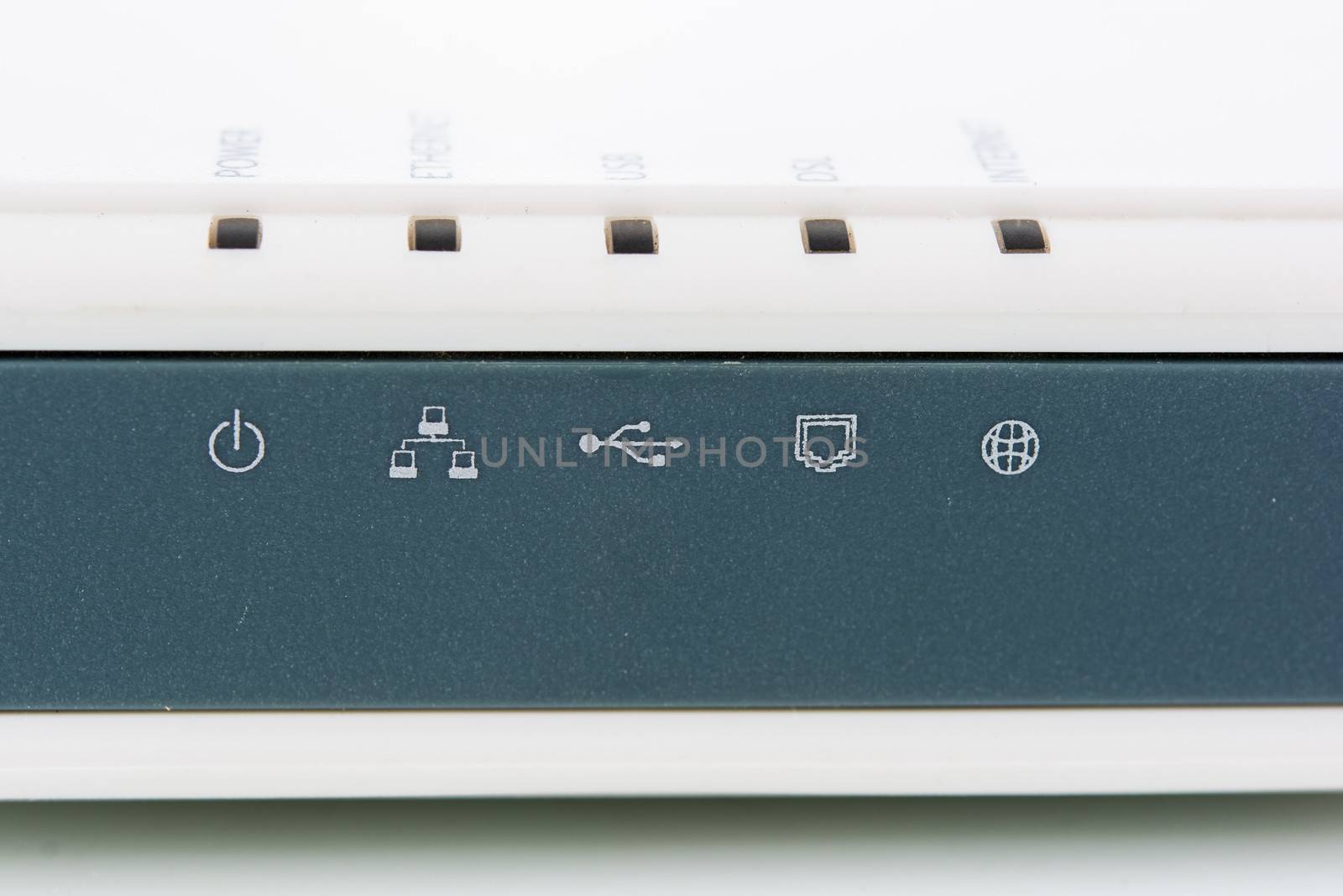 Front router network hub with emblem ethernet