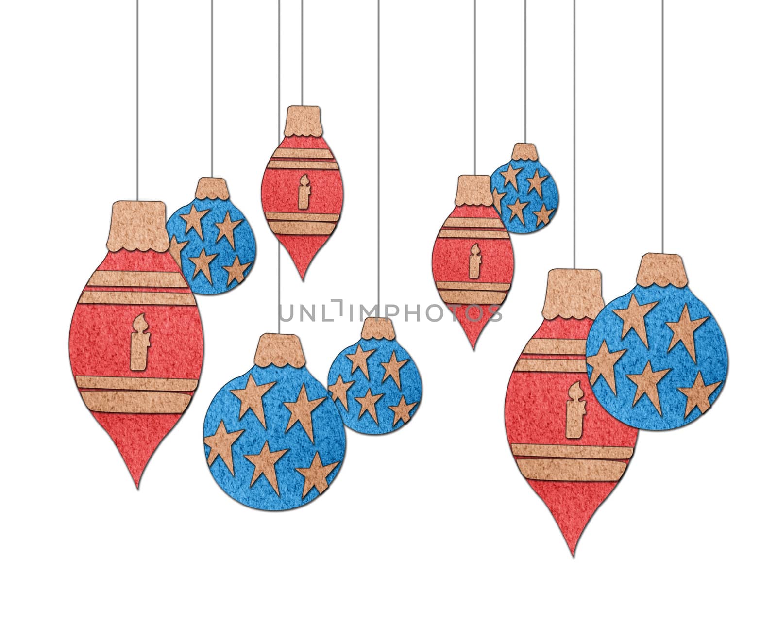 Christmas ornaments collection on a white background