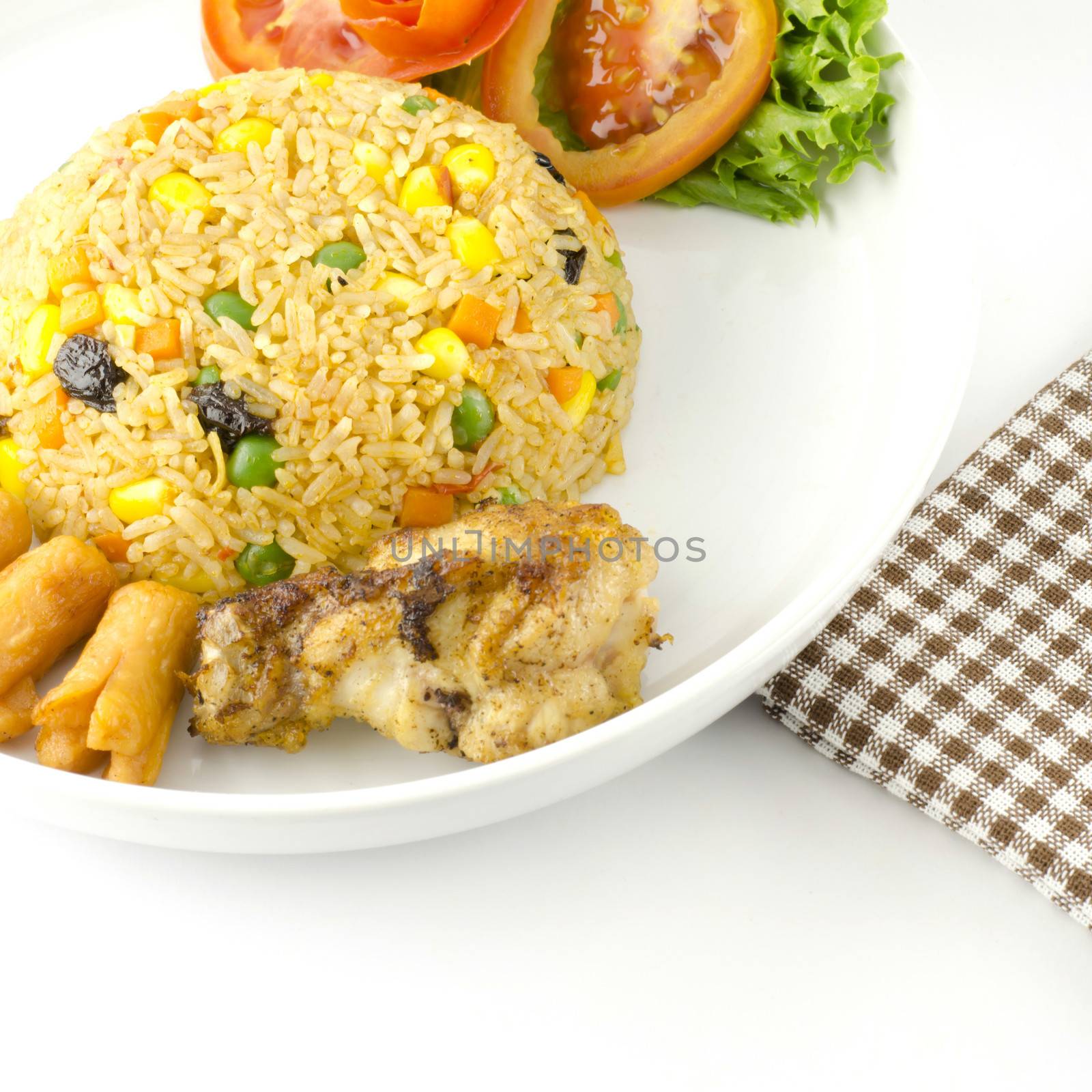 main food American fried rice isolated on white background