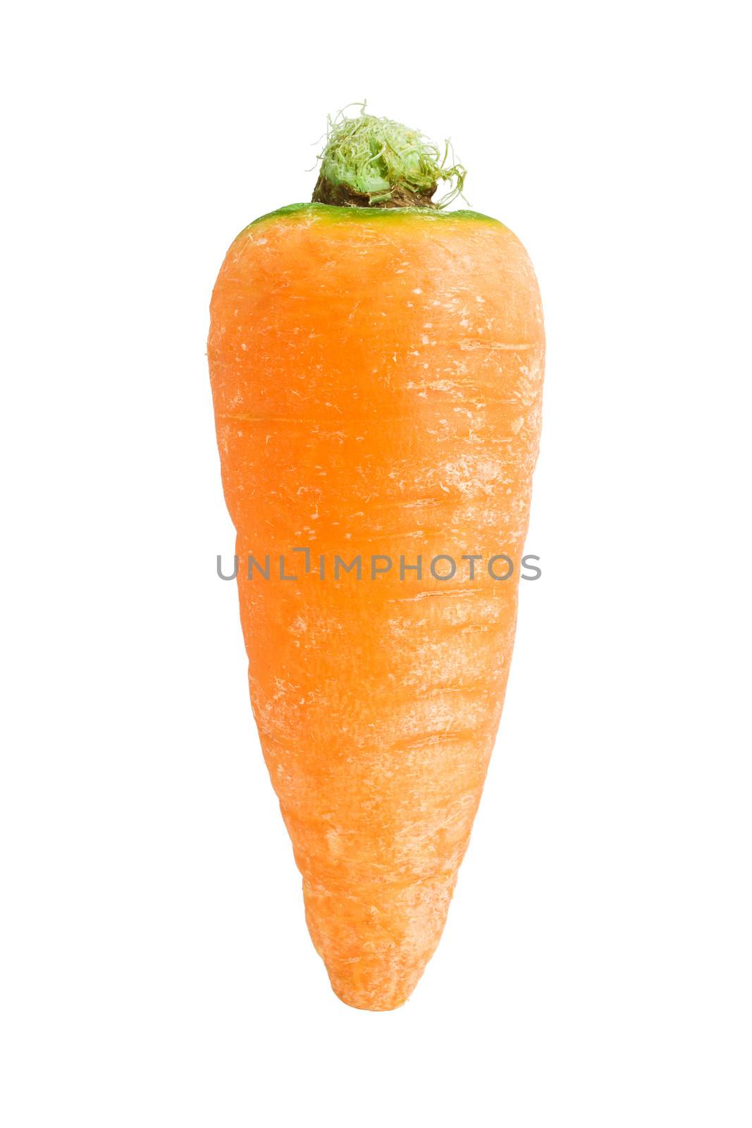 Fresh orange carrot isolated on white background