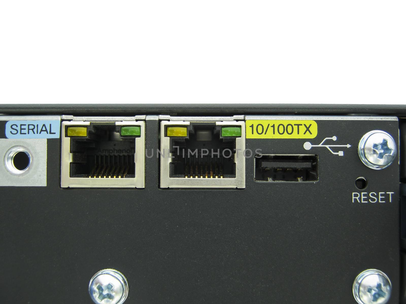 Port console of a ethernet with USB port