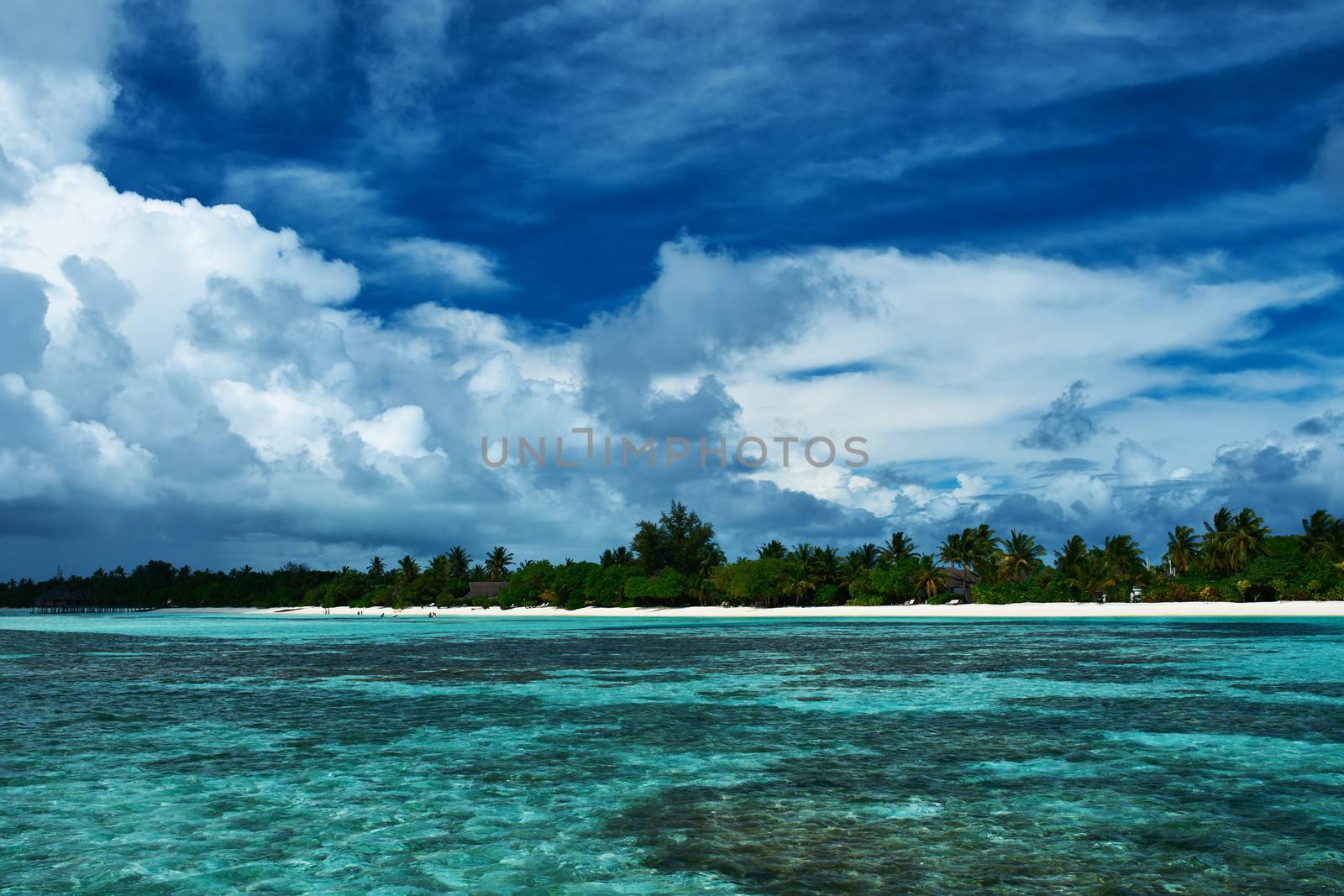 Beautiful island beach with at Maldives