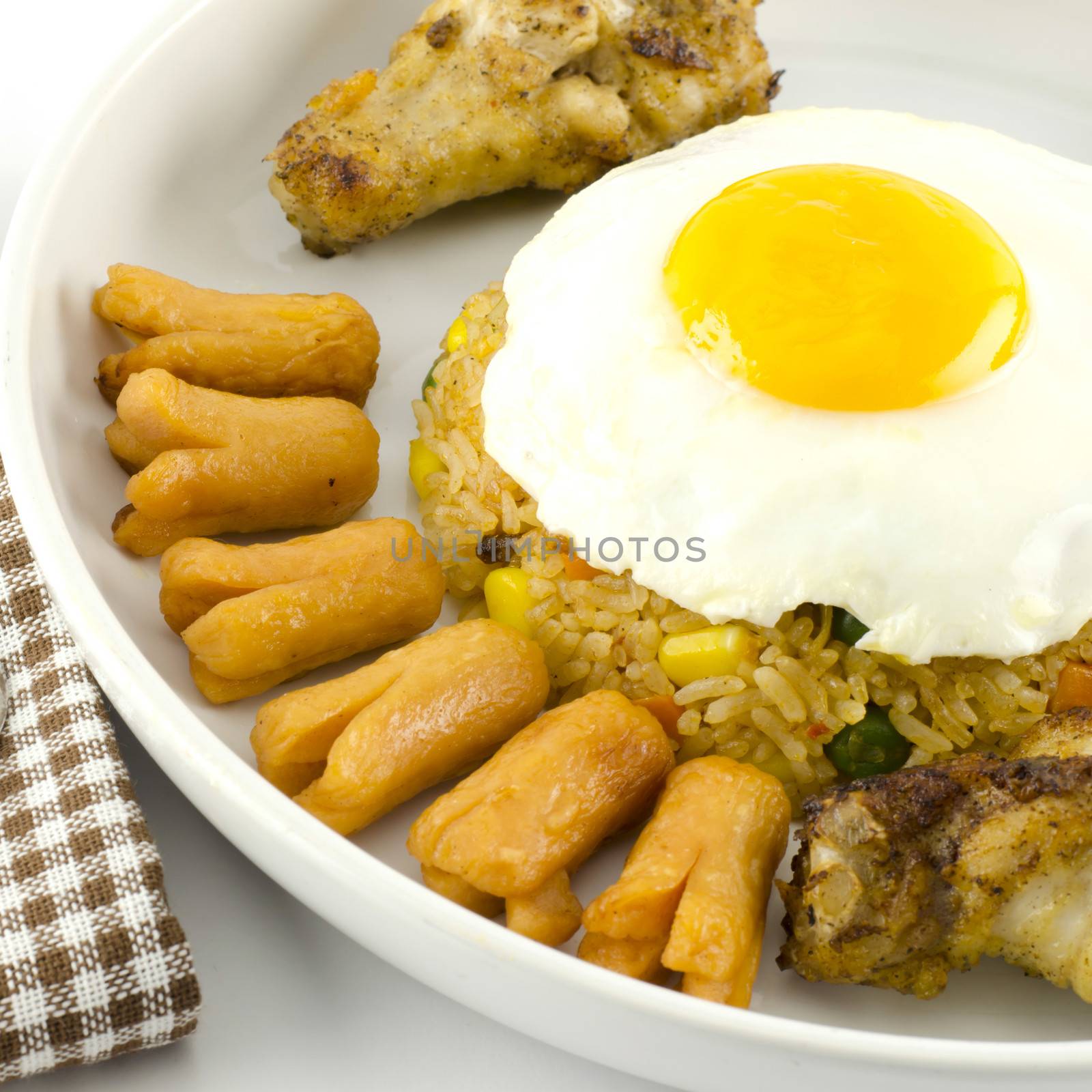 main food American fried rice isolated on white background