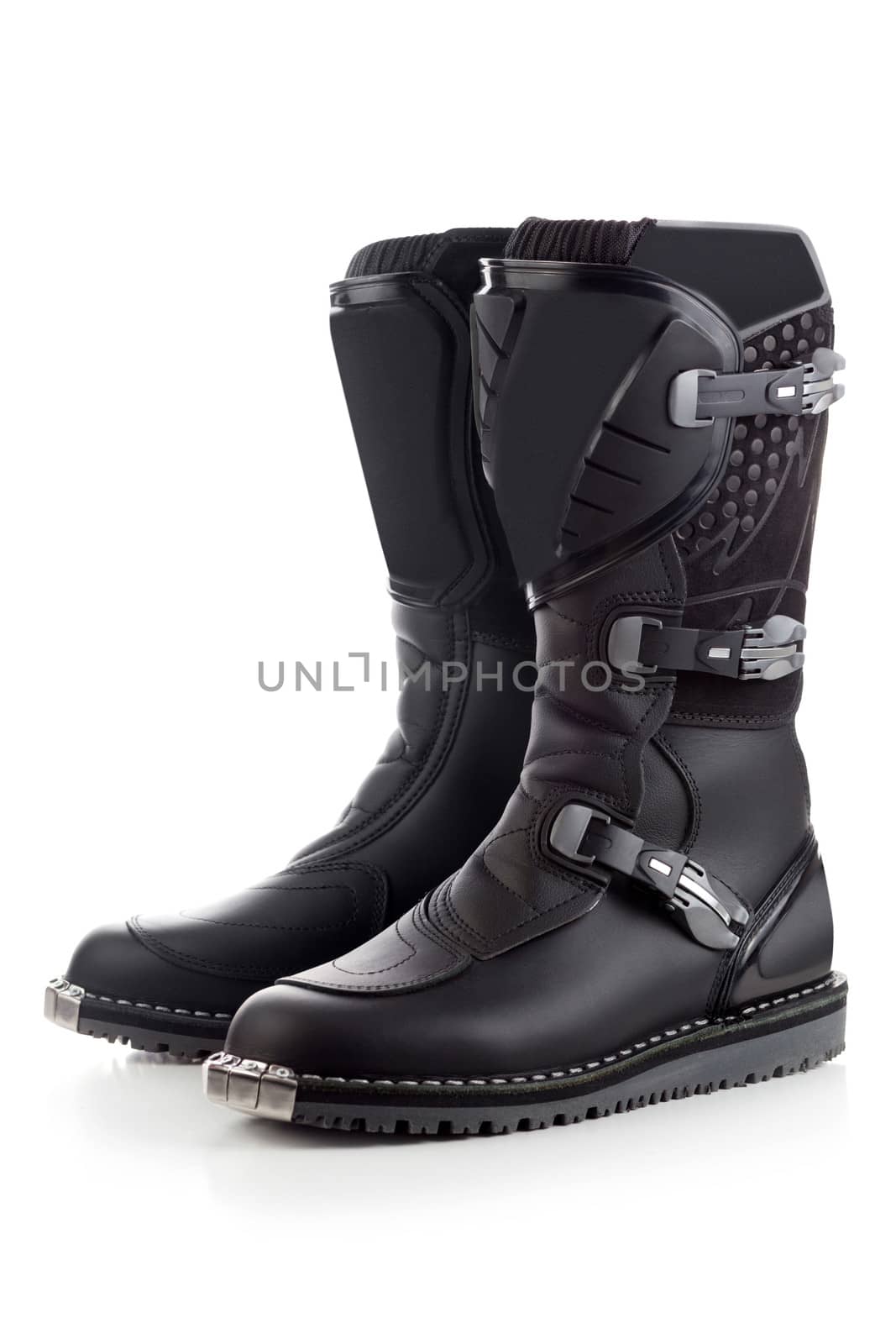 Biker boots for motocross isolated by Kor