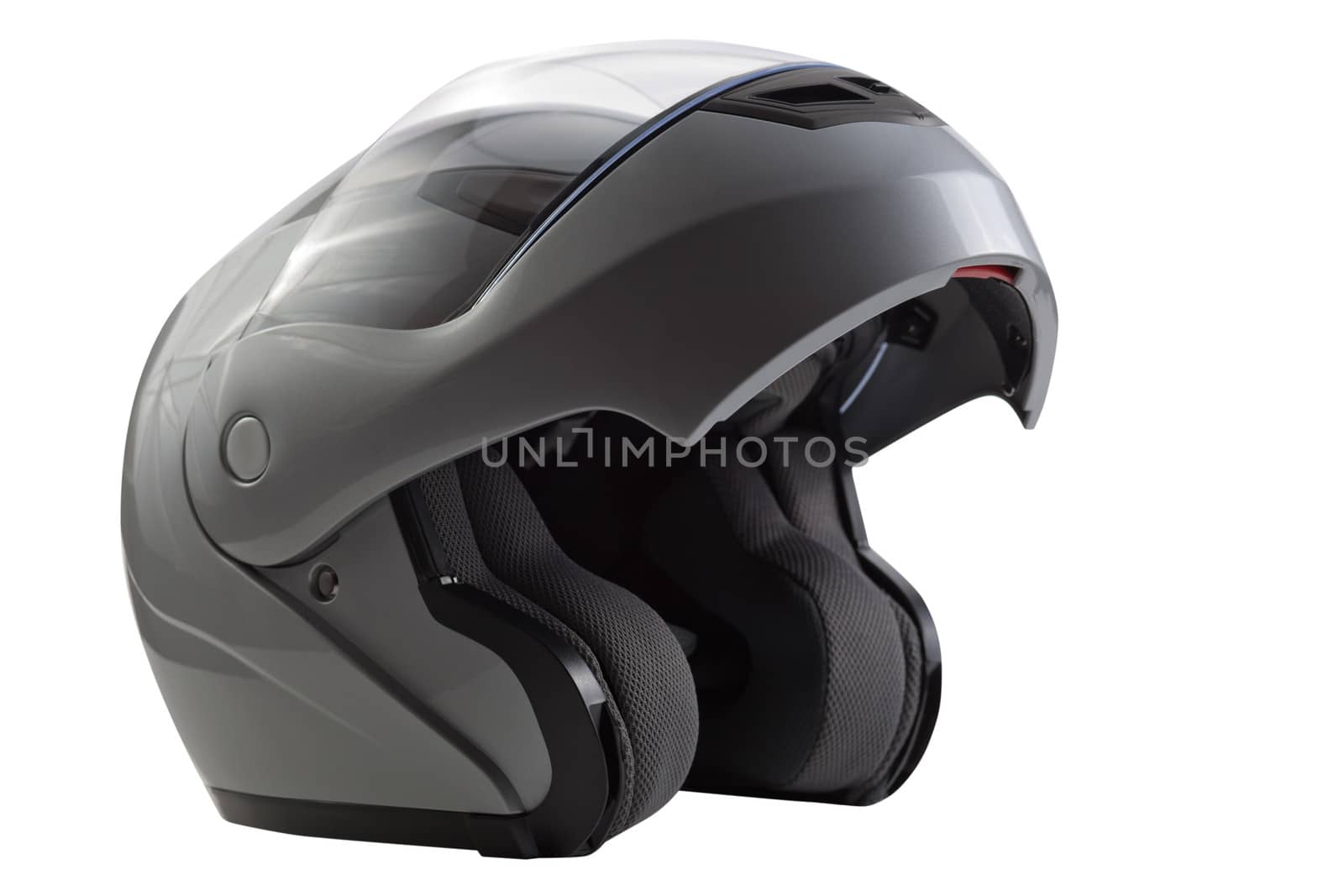 Gray, glossy motorcycle helmet by Kor