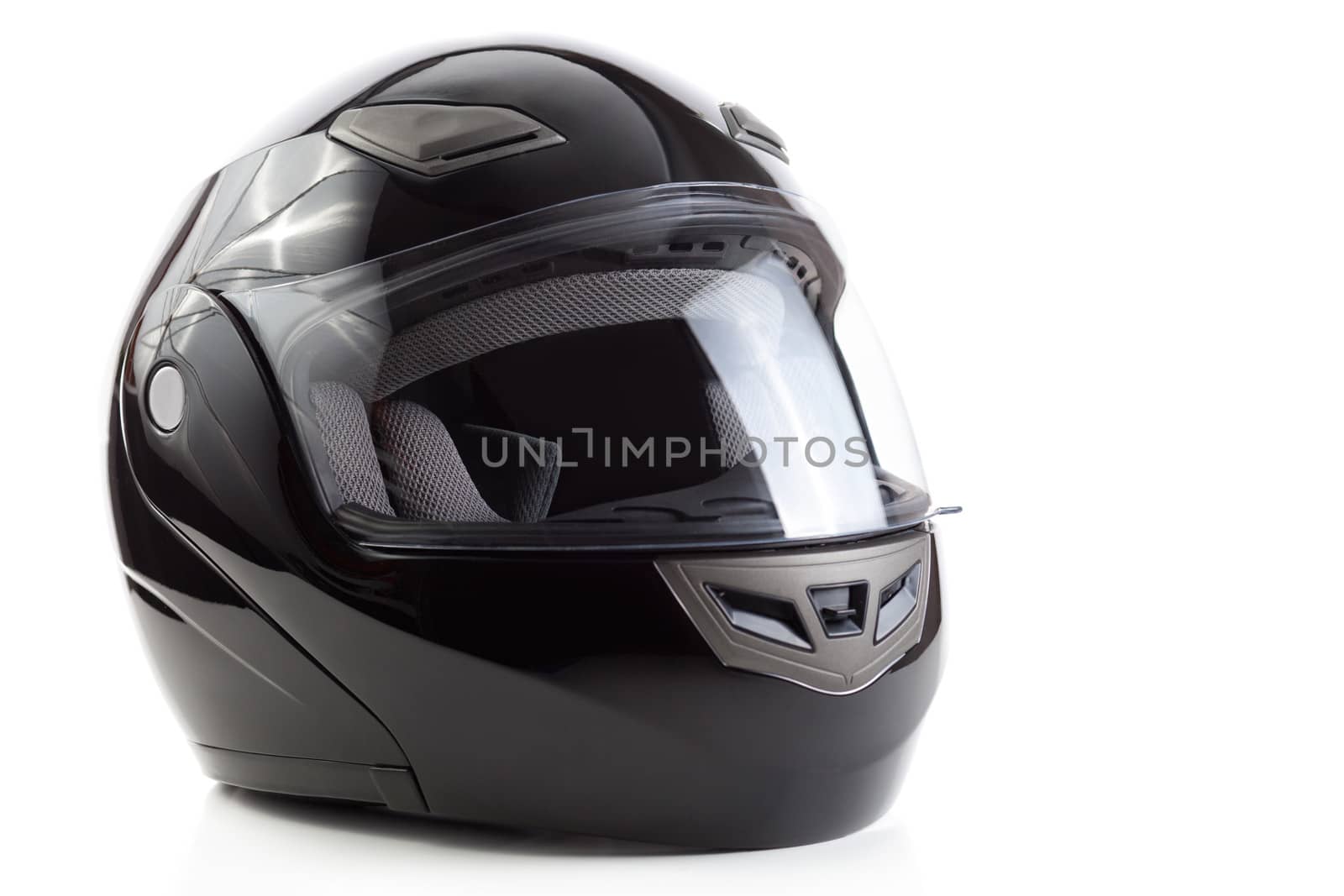 Black, glossy motorcycle helmet by Kor