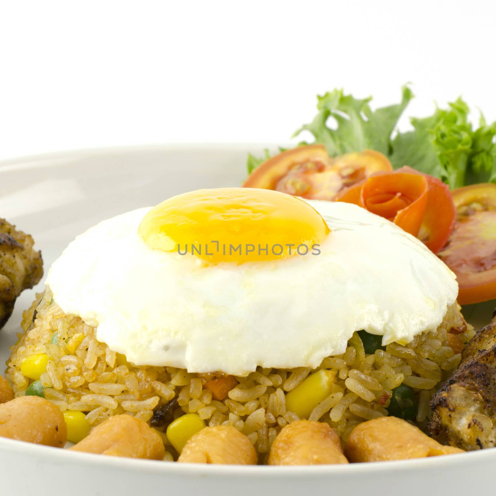main food American fried rice isolated on white background