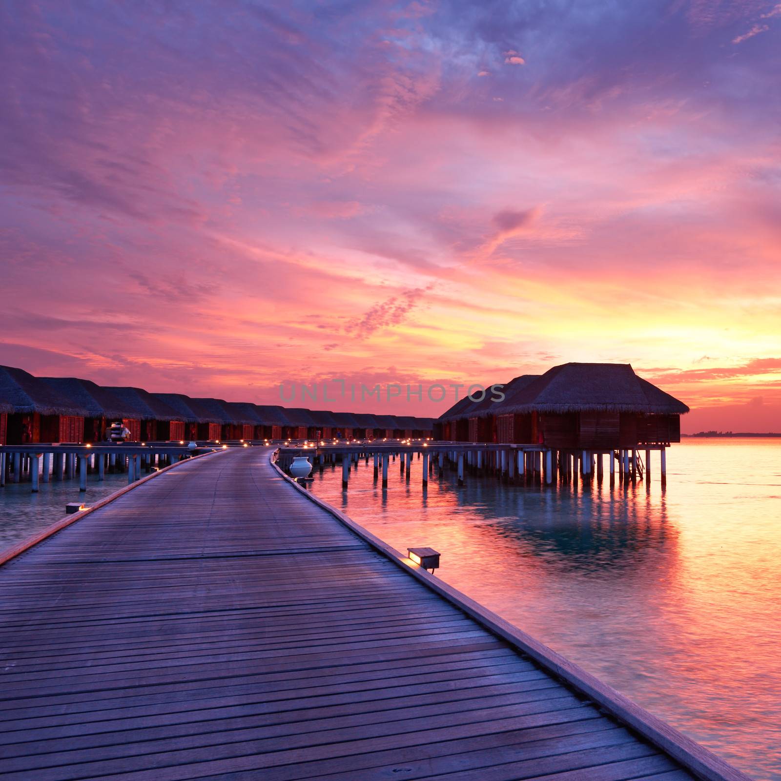 Beautiful sunset at Maldivian beach