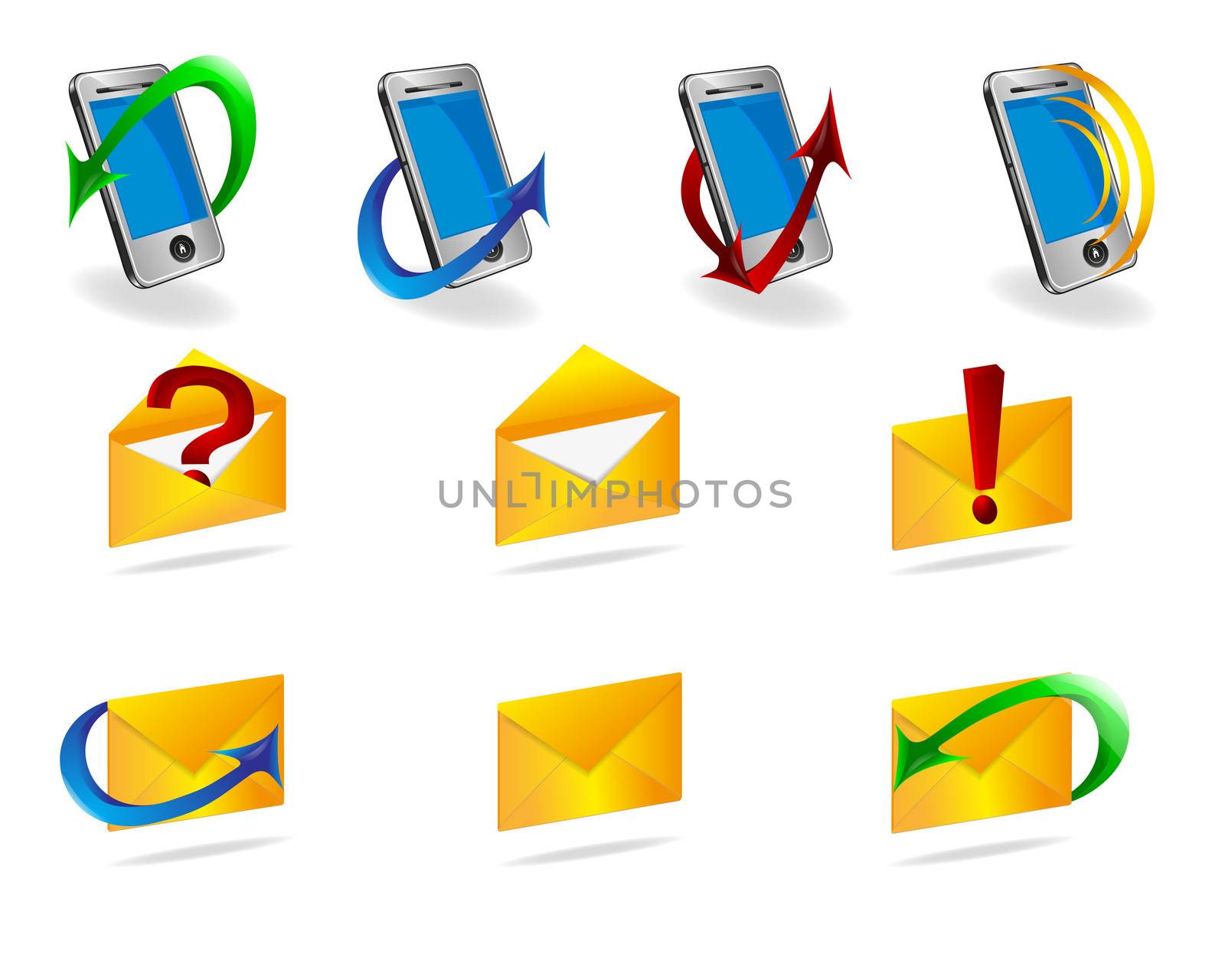 Icons for website with symbols and messages number of isolation