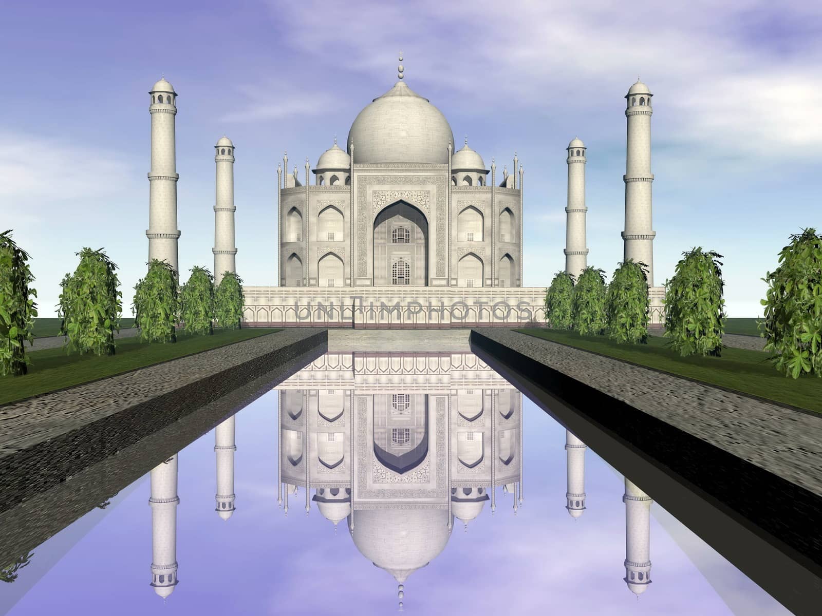 Taj Mahal mausoleum, Agra, India - 3D render by Elenaphotos21