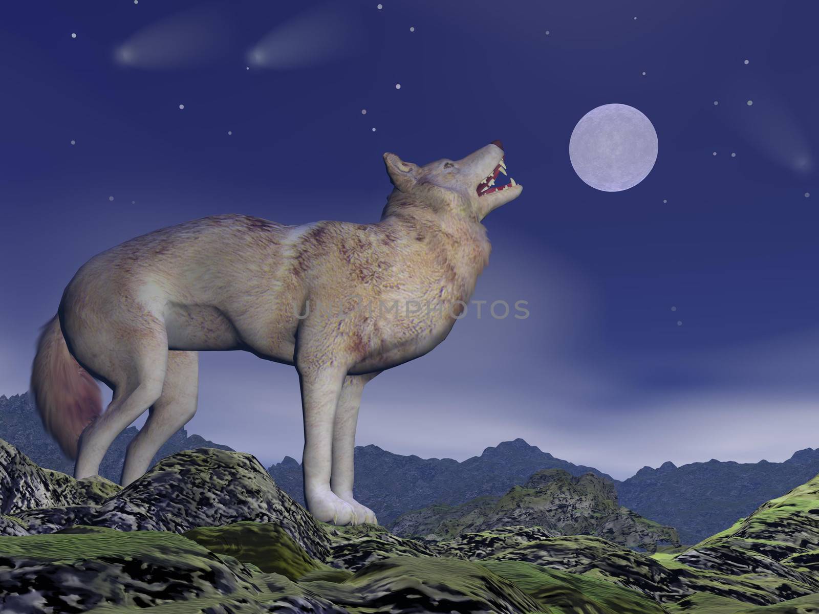 Howling wolf - 3D render by Elenaphotos21