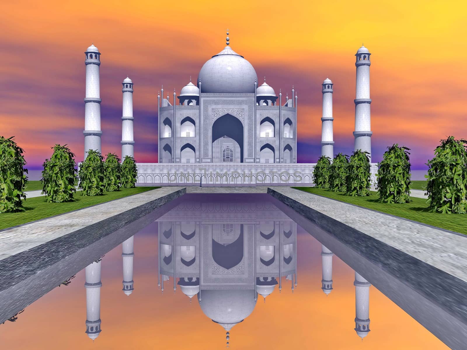 Taj Mahal mausoleum, Agra, India - 3D render by Elenaphotos21