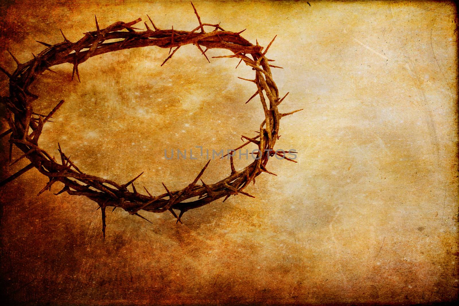 Crown of thorns over textured background with copy space.