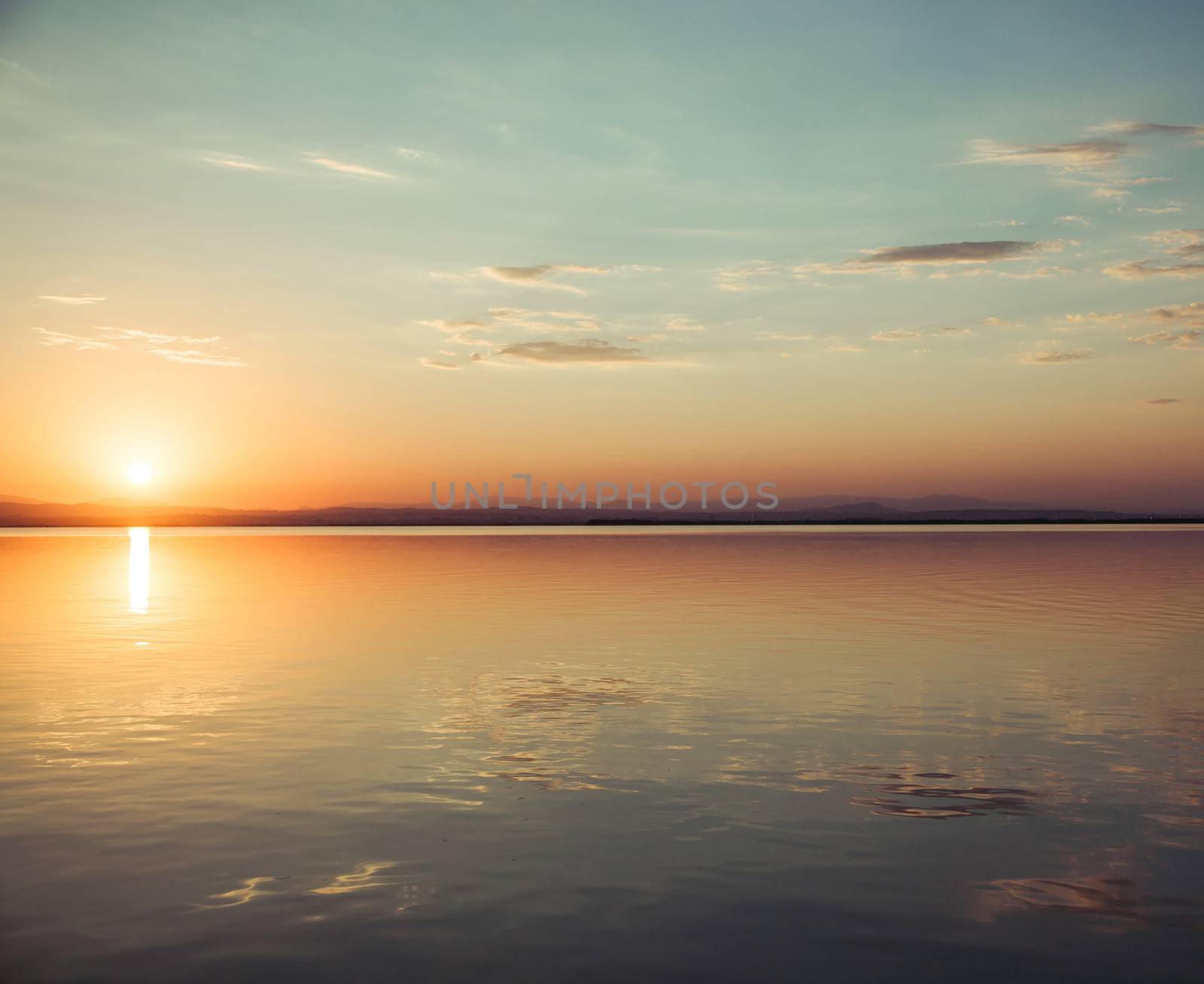 Beautiful late afternoon sunset at the beach